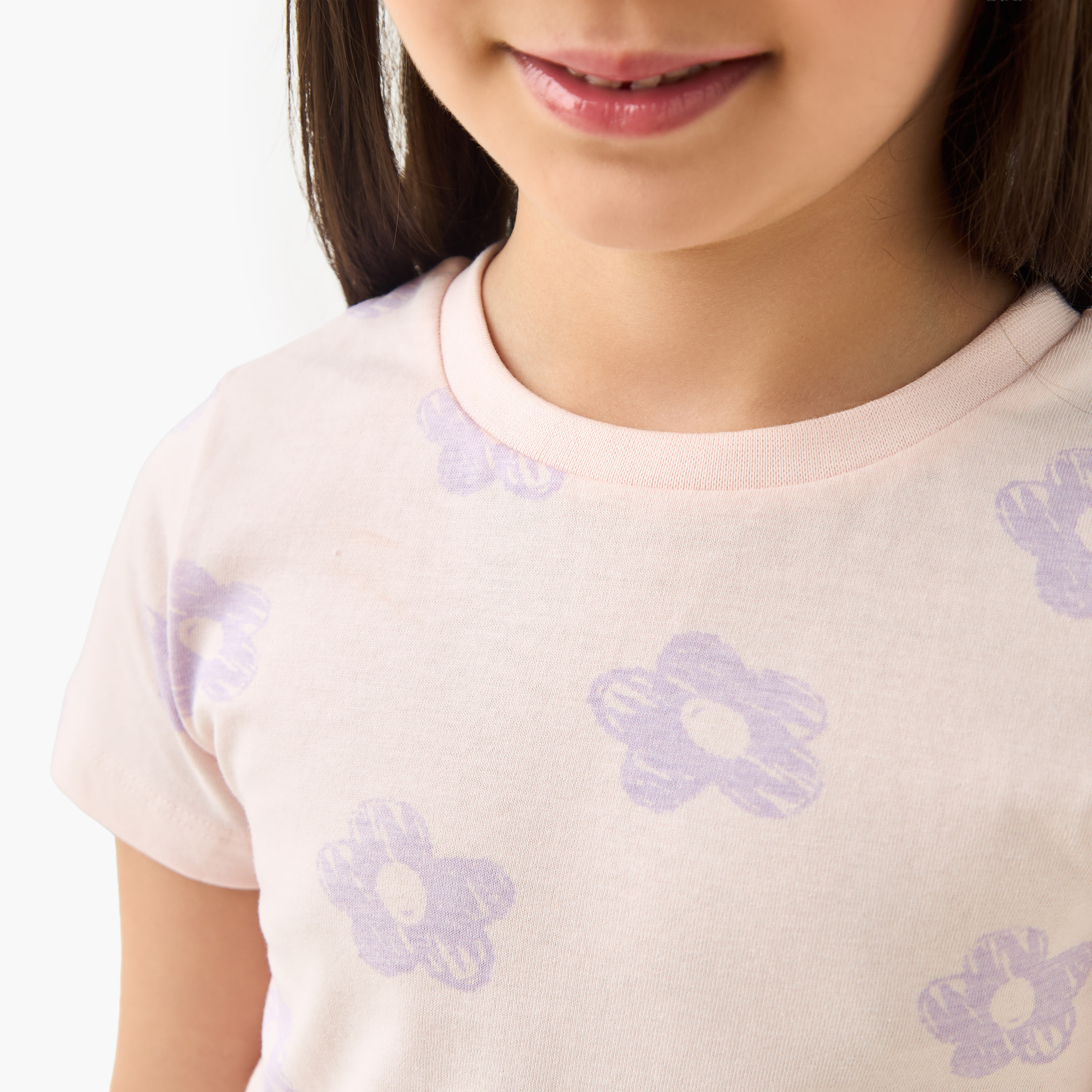 Juniors Floral Print T-shirt and Pyjama Set-baby-girls-clothing-nightwear-pyjamasets-image-5