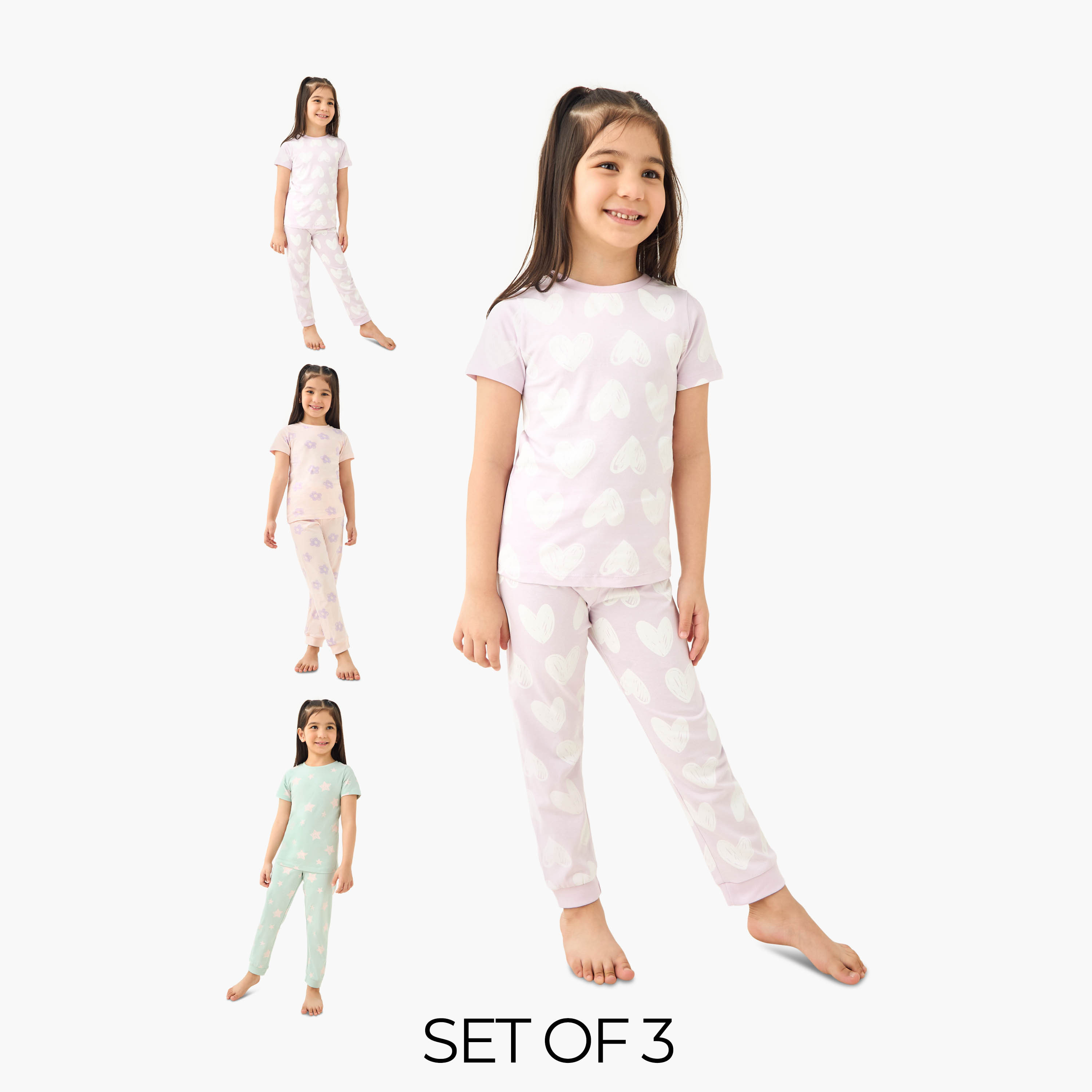 Juniors Printed T-shirts and Pyjamas - Set of 3-baby-girls-clothing-nightwear-pyjamasets-image-1