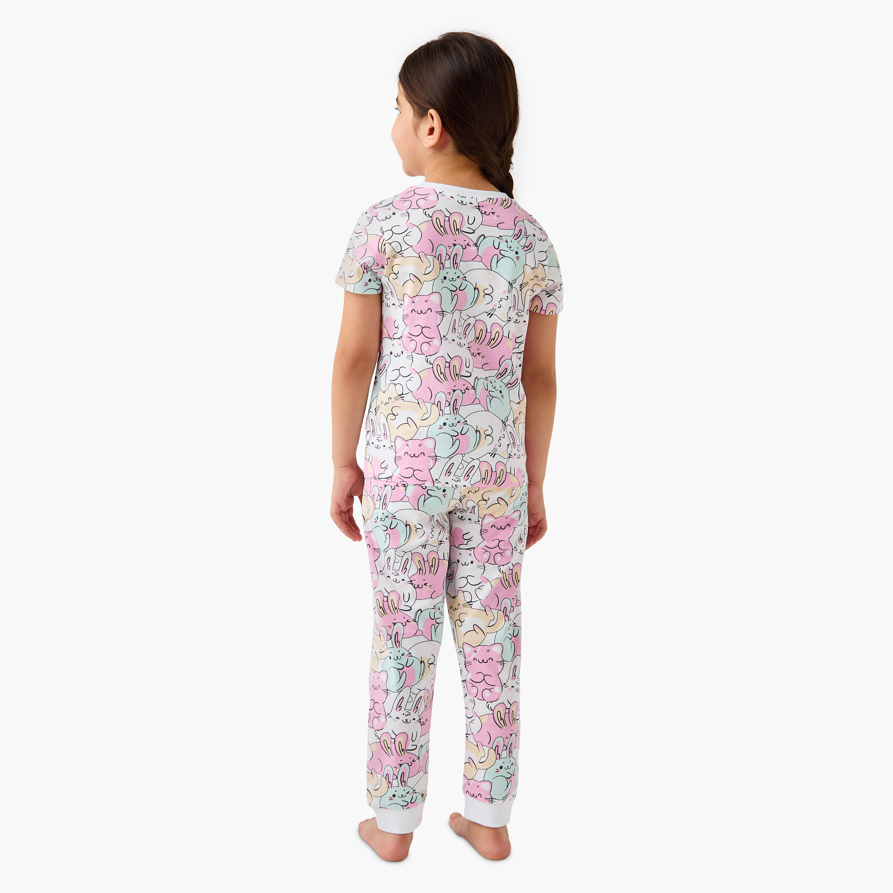 Juniors Printed T-shirt and Pyjama Set-girls-clothing-nightwear-image-4