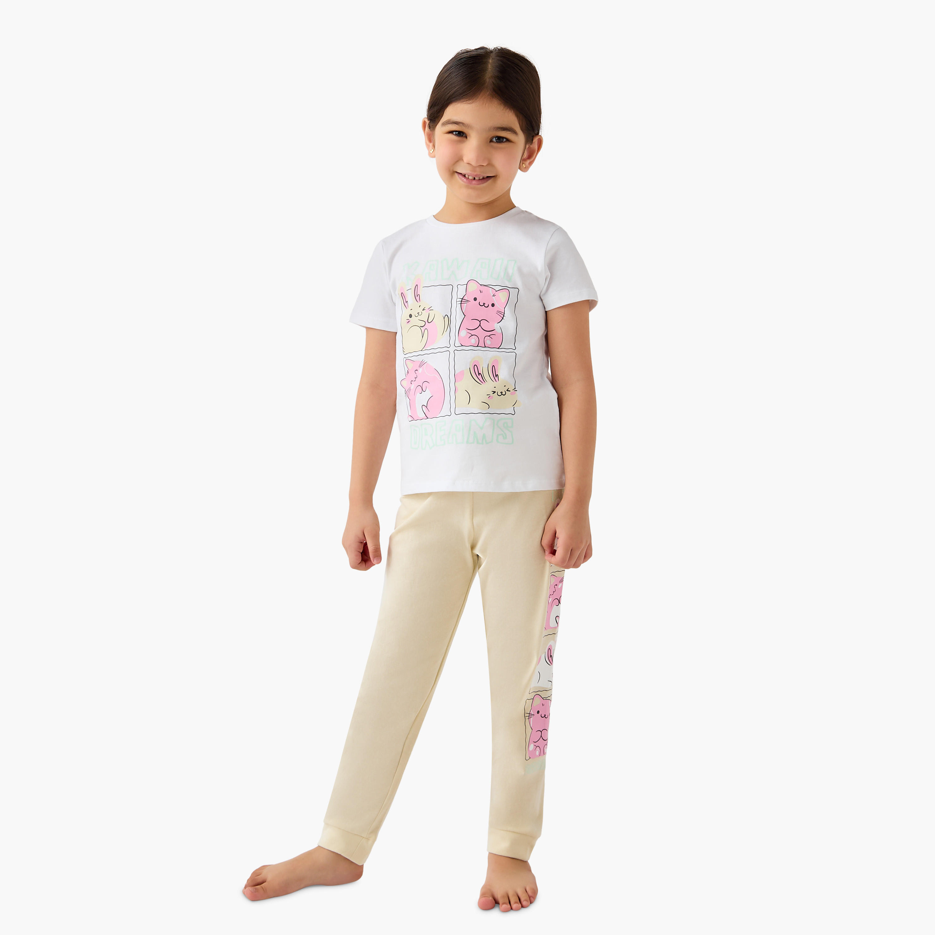 Juniors Printed T-shirt and Pyjama Set-baby-girls-clothing-nightwear-pyjamasets-image-1