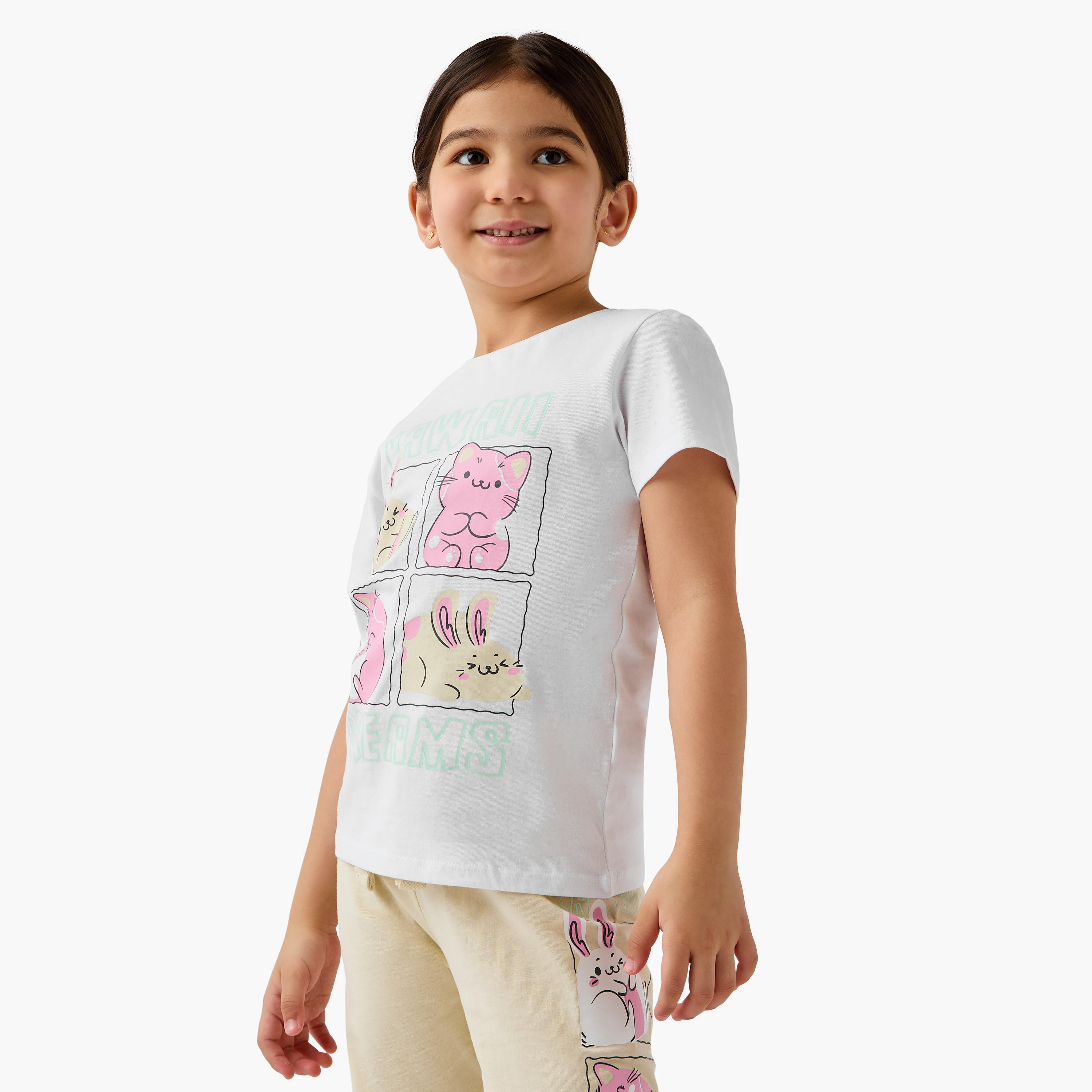 Juniors Printed T-shirt and Pyjama Set-baby-girls-clothing-nightwear-pyjamasets-image-2