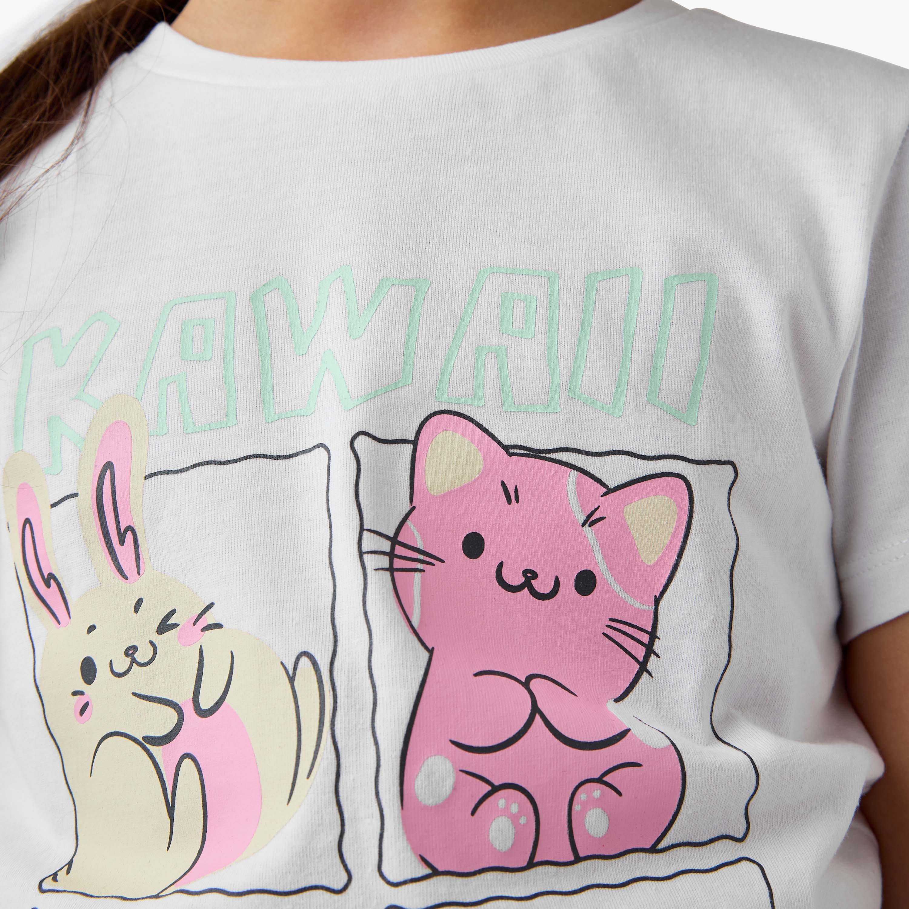 Juniors Printed T-shirt and Pyjama Set-baby-girls-clothing-nightwear-pyjamasets-image-6