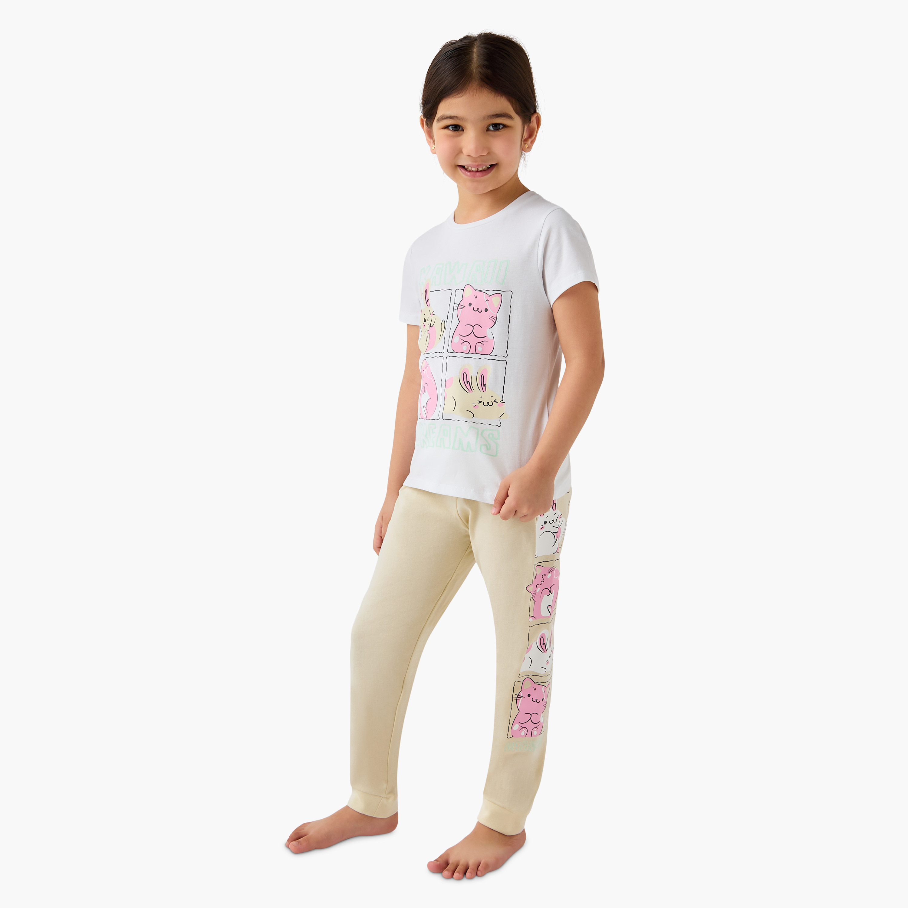 Juniors Printed T-shirts and Pyjamas - Set of 3-baby-girls-clothing-nightwear-pyjamasets-image-2