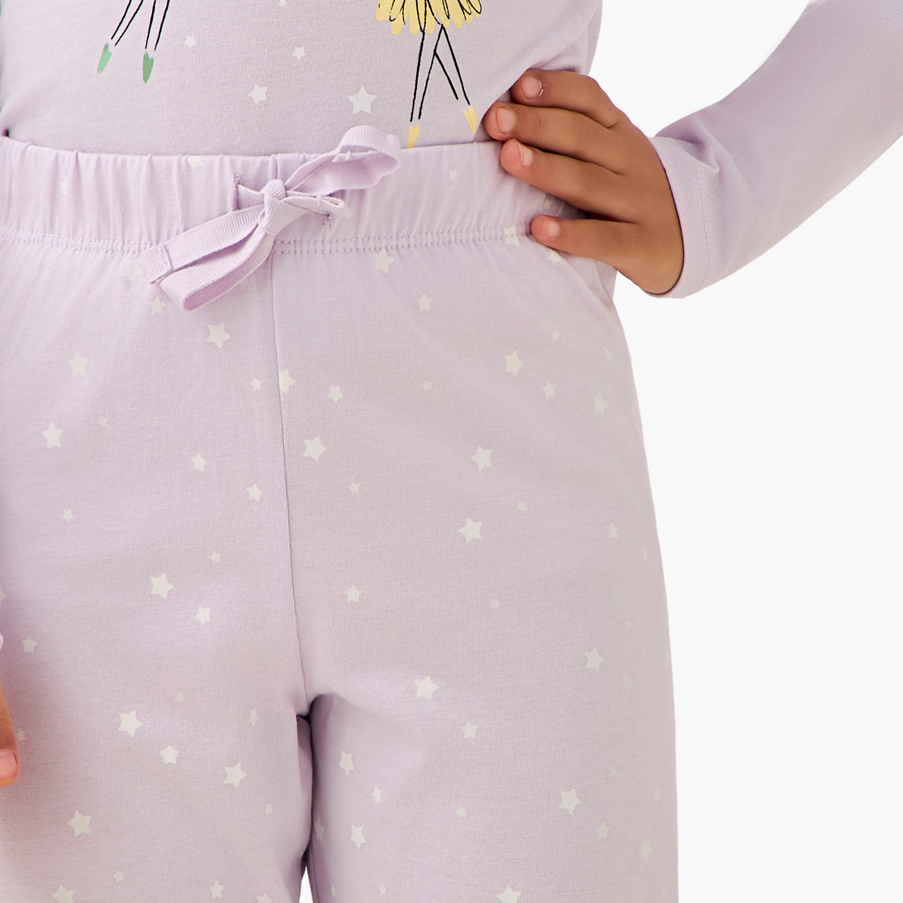 Juniors Cotton Crew Neck Long Sleeves Pyjama Set with Fairy Print-girls-clothing-nightwear-image-6