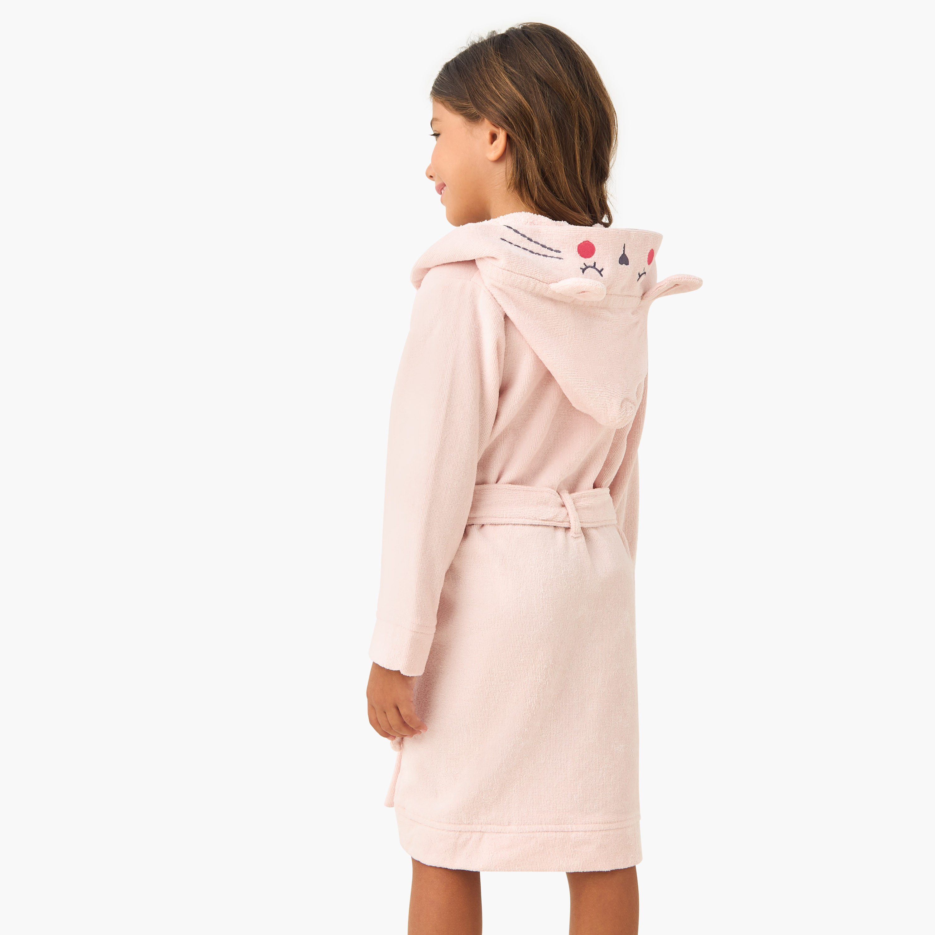 Juniors Textured Hooded Terry Bathrobe with Pockets-girls-clothing-nightwear-image-3
