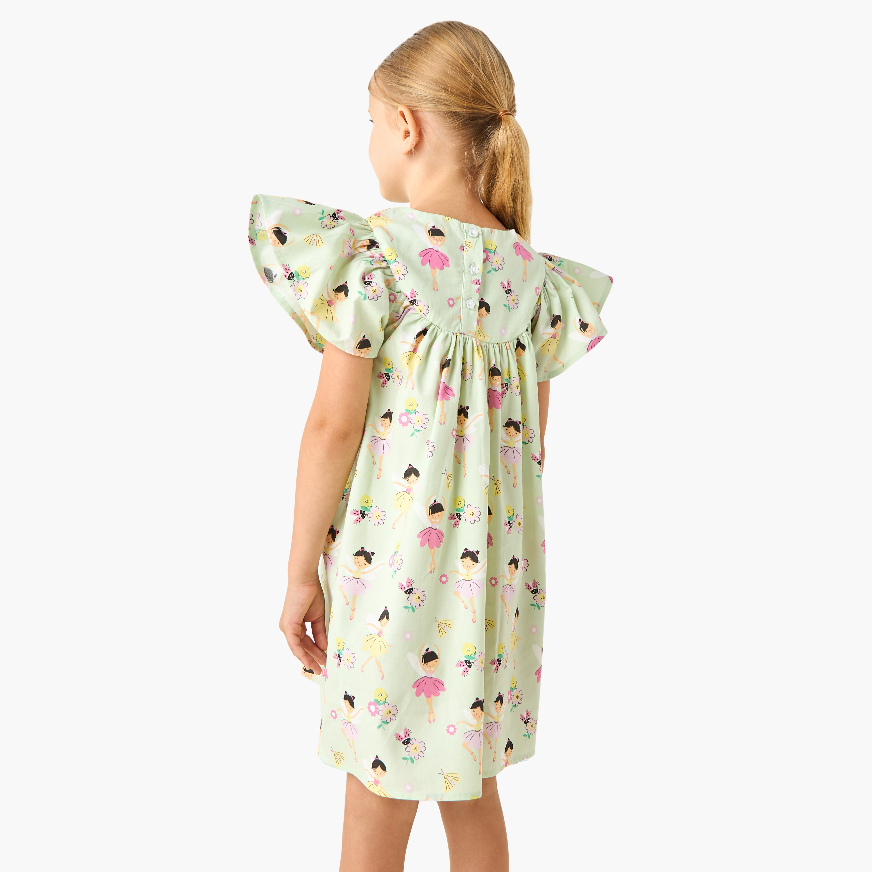 فستان نوم للبنات بطبعات راقصة باليه - قطن - أكمام بكشكش وياقة مستديرة من جونيورز-girls-clothing-nightwear-image-3