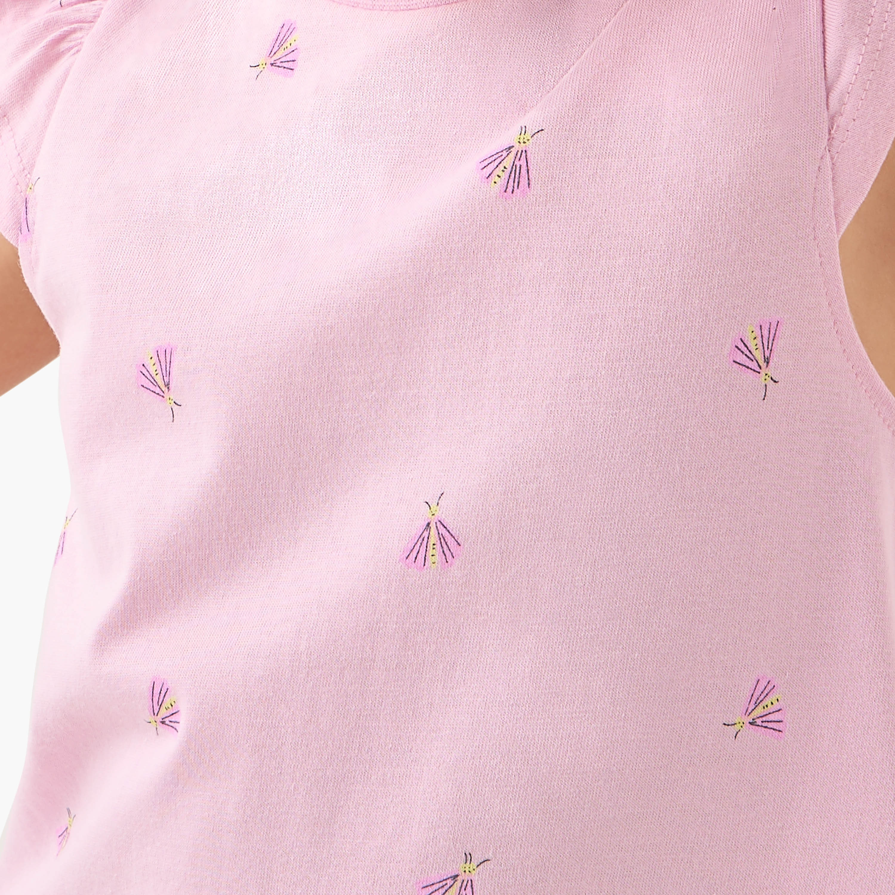 طقم فستان نوم بدون أكمام بطبعات مع حافة بكشكش من جونيورز - قطعتين-girls-clothing-nightwear-image-6