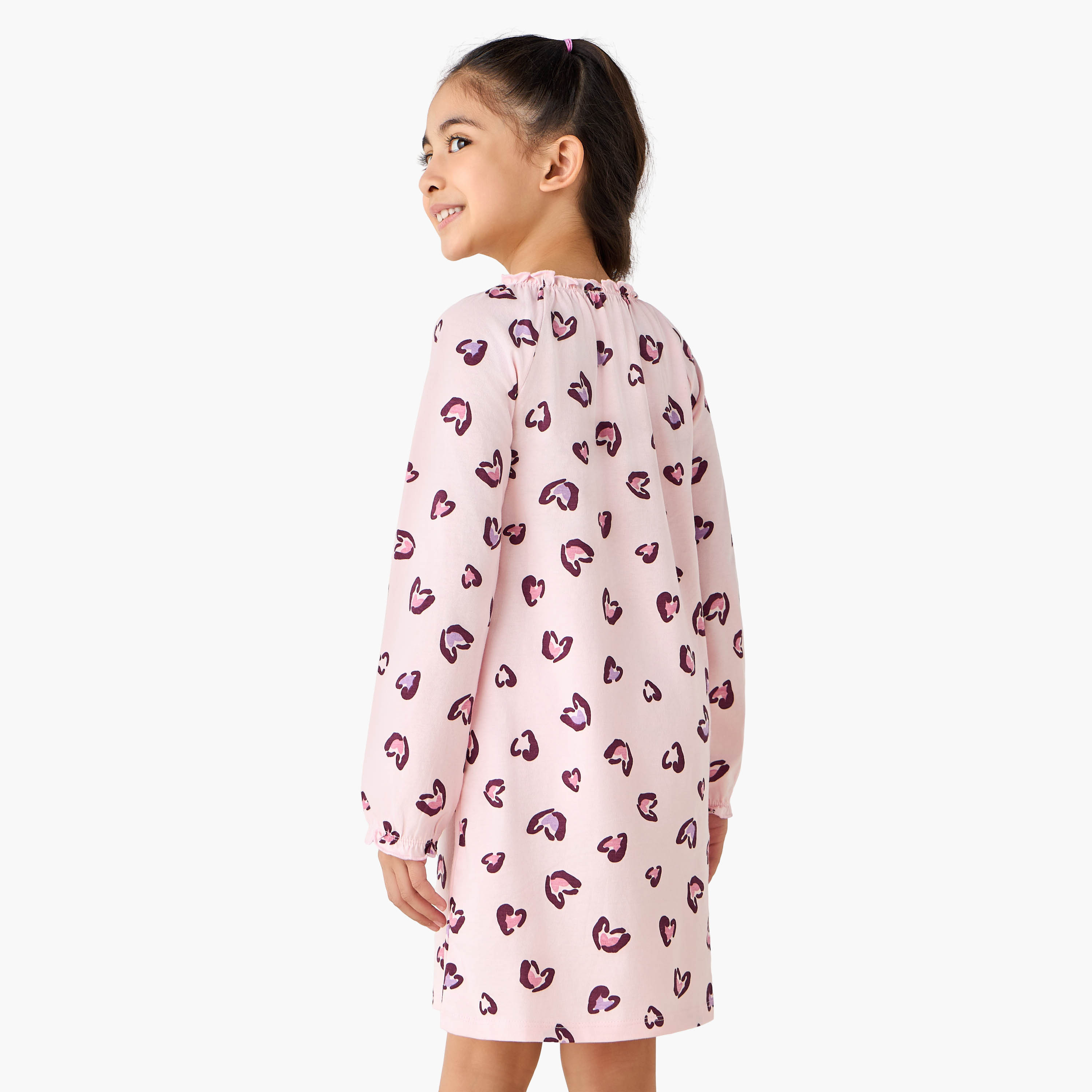 Pack of 2 Juniors Cotton Pie Crust Neck Long Sleeves Night Dress with Print-girls-clothing-nightwear-image-4