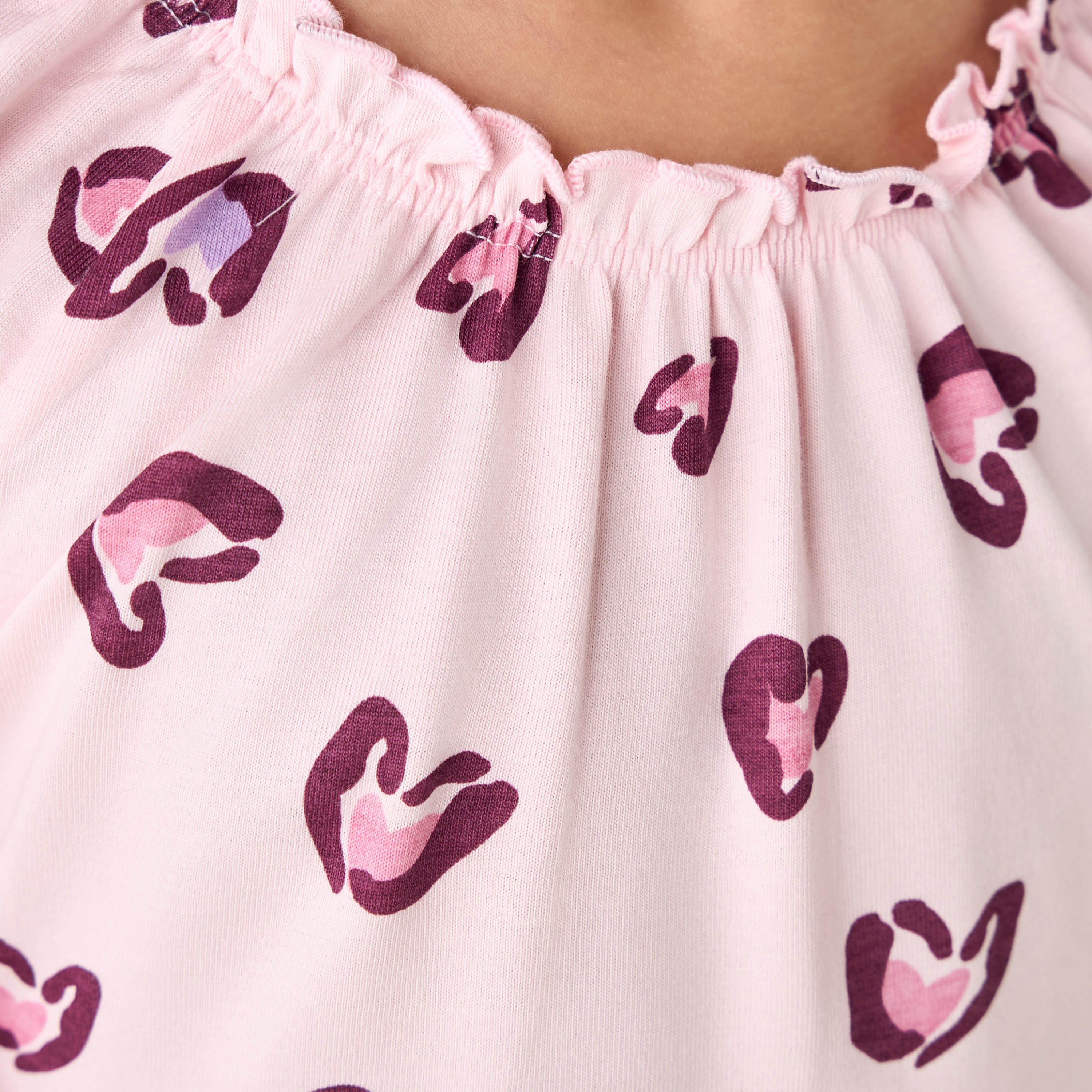 Pack of 2 Juniors Cotton Pie Crust Neck Long Sleeves Night Dress with Print-girls-clothing-nightwear-image-6