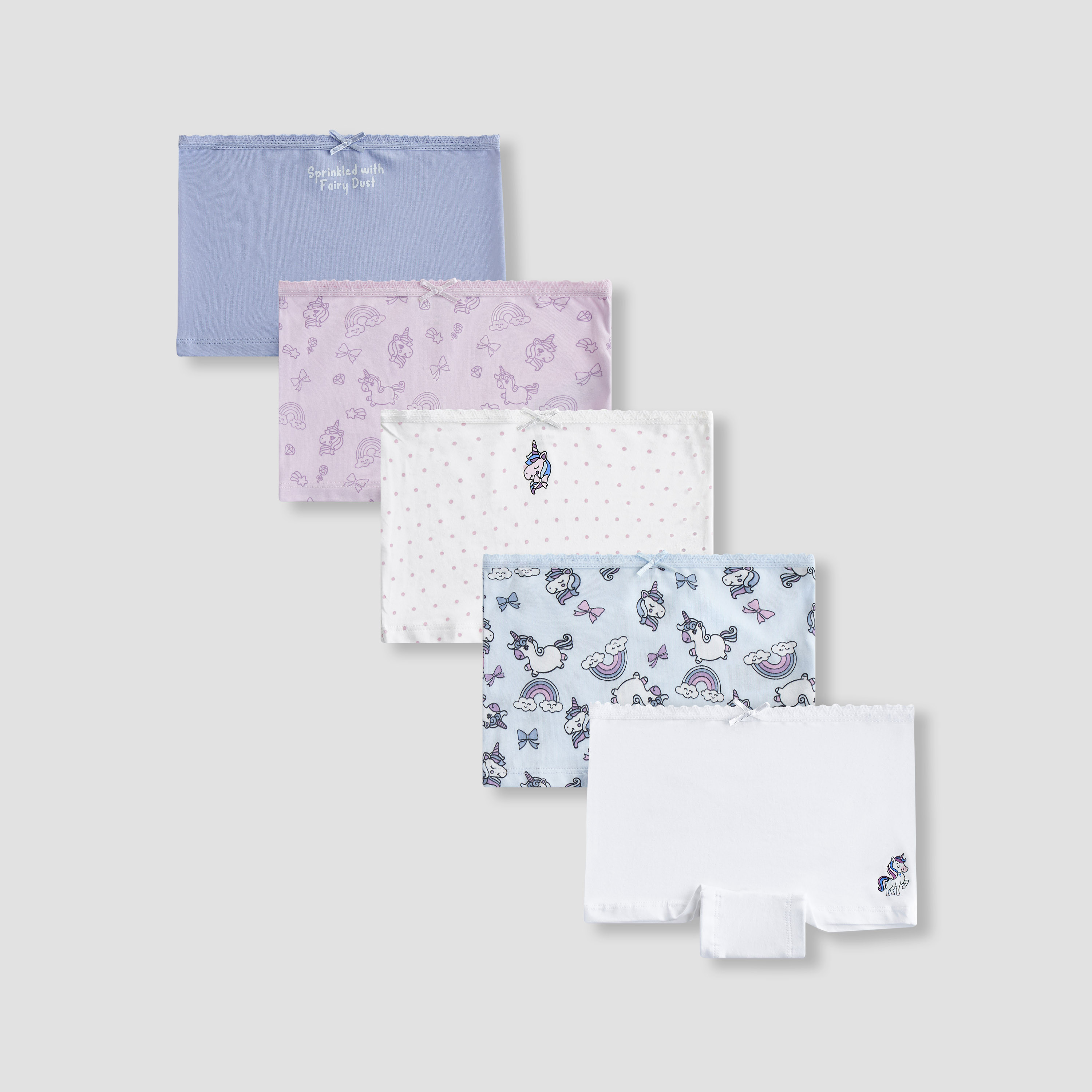 Pack of 5 Juniors Cotton Briefs with Unicorn Print-baby-girls-clothing-innerwear-image-1