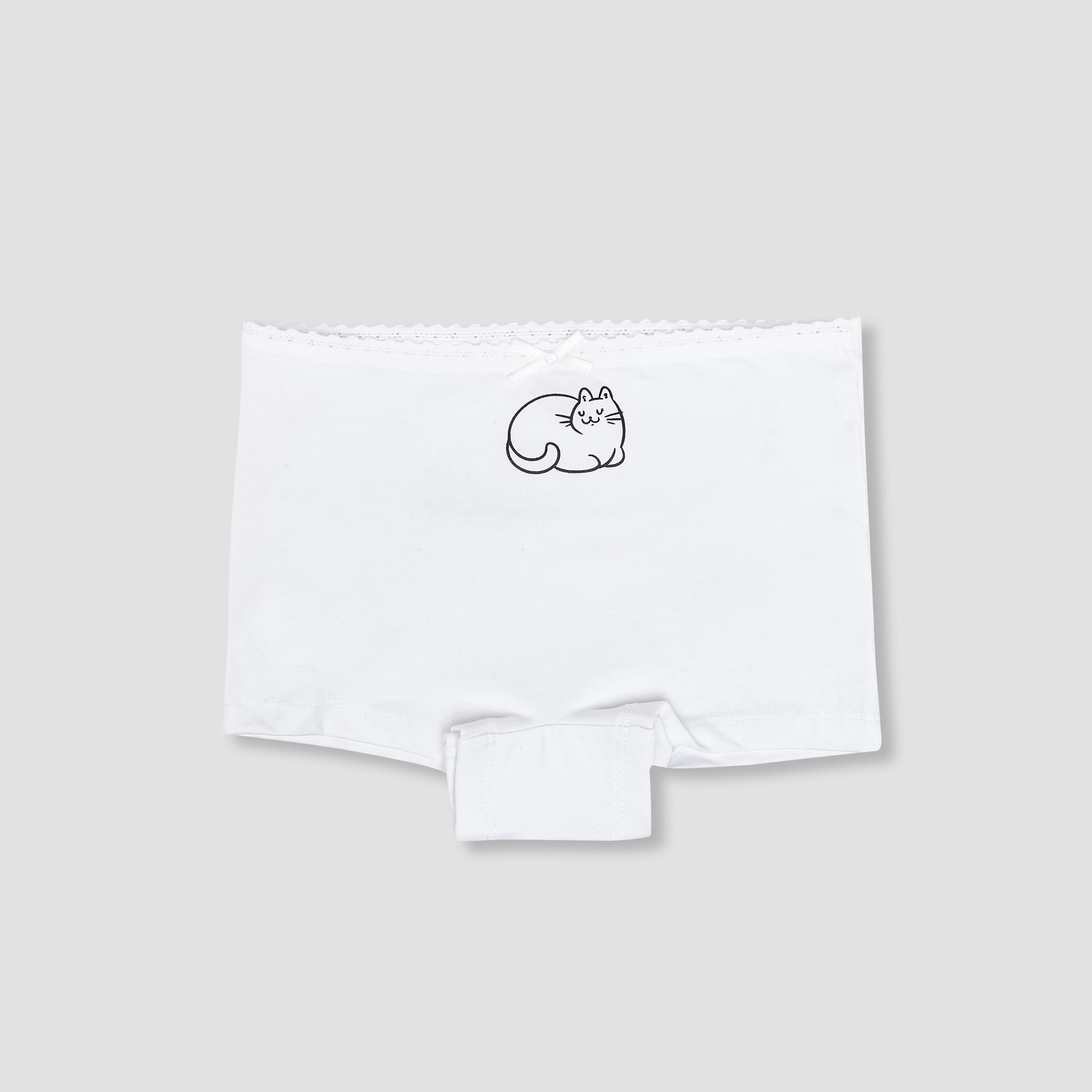 Pack of 5 Juniors Cotton Boxer Briefs with Cat Print-baby-girls-clothing-innerwear-image-3