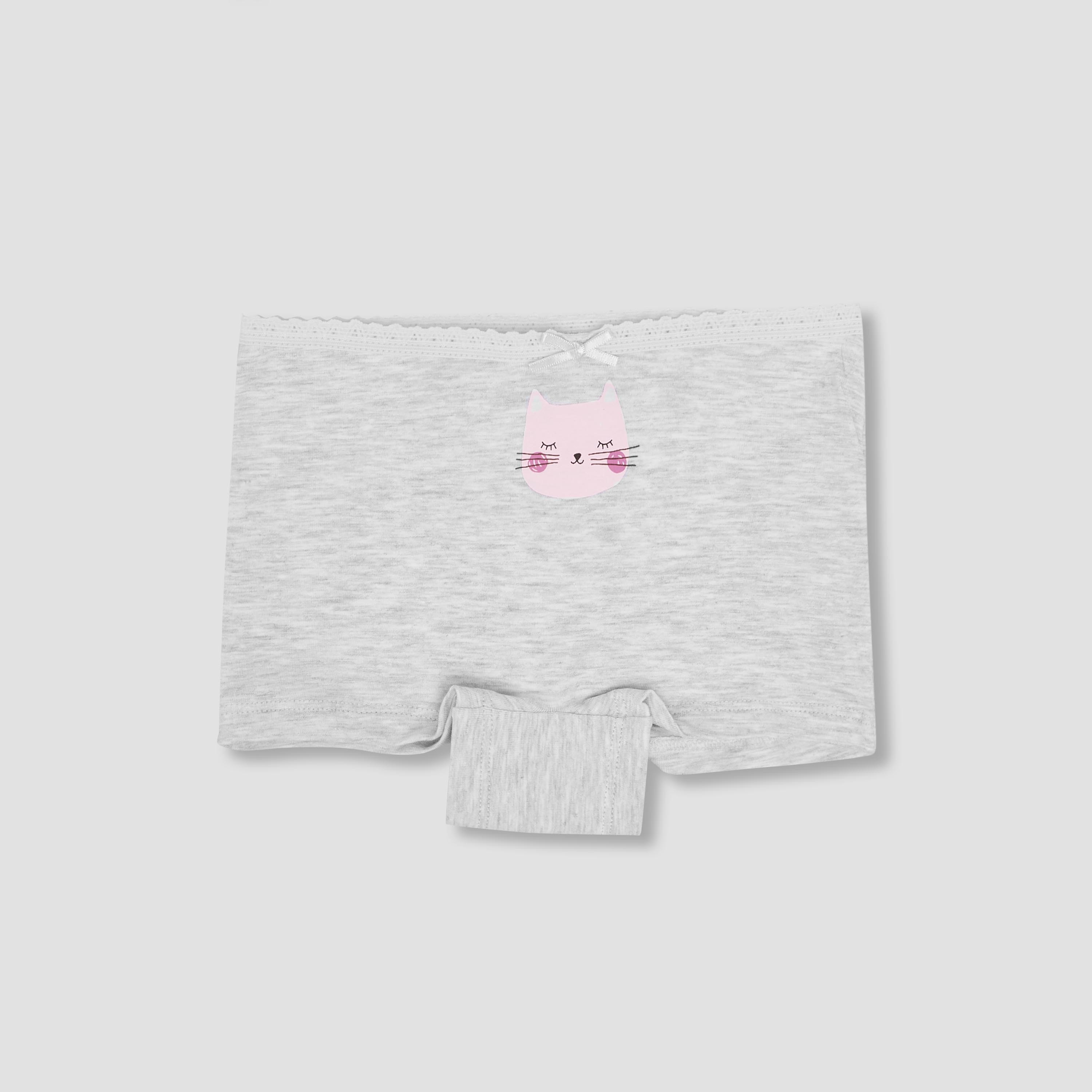 Pack of 5 Juniors Cotton Boxer Briefs with Cat Print-baby-girls-clothing-innerwear-image-6