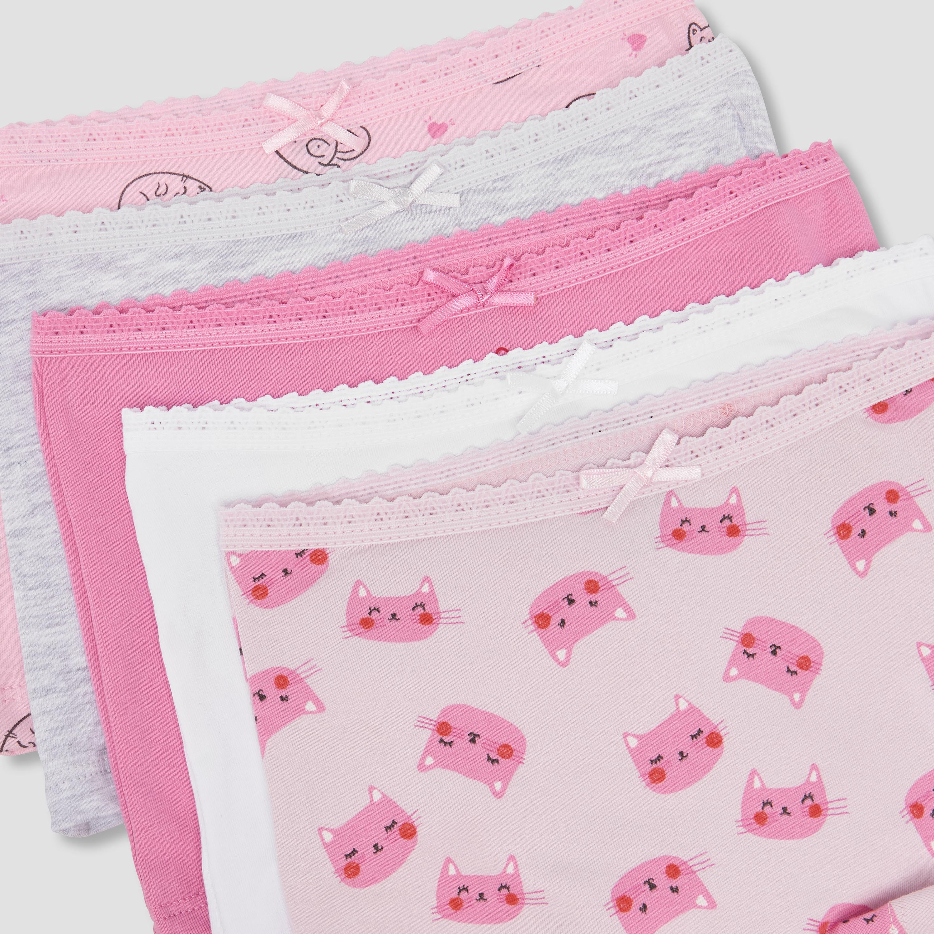 Pack of 5 Juniors Cotton Boxer Briefs with Cat Print-baby-girls-clothing-innerwear-image-7