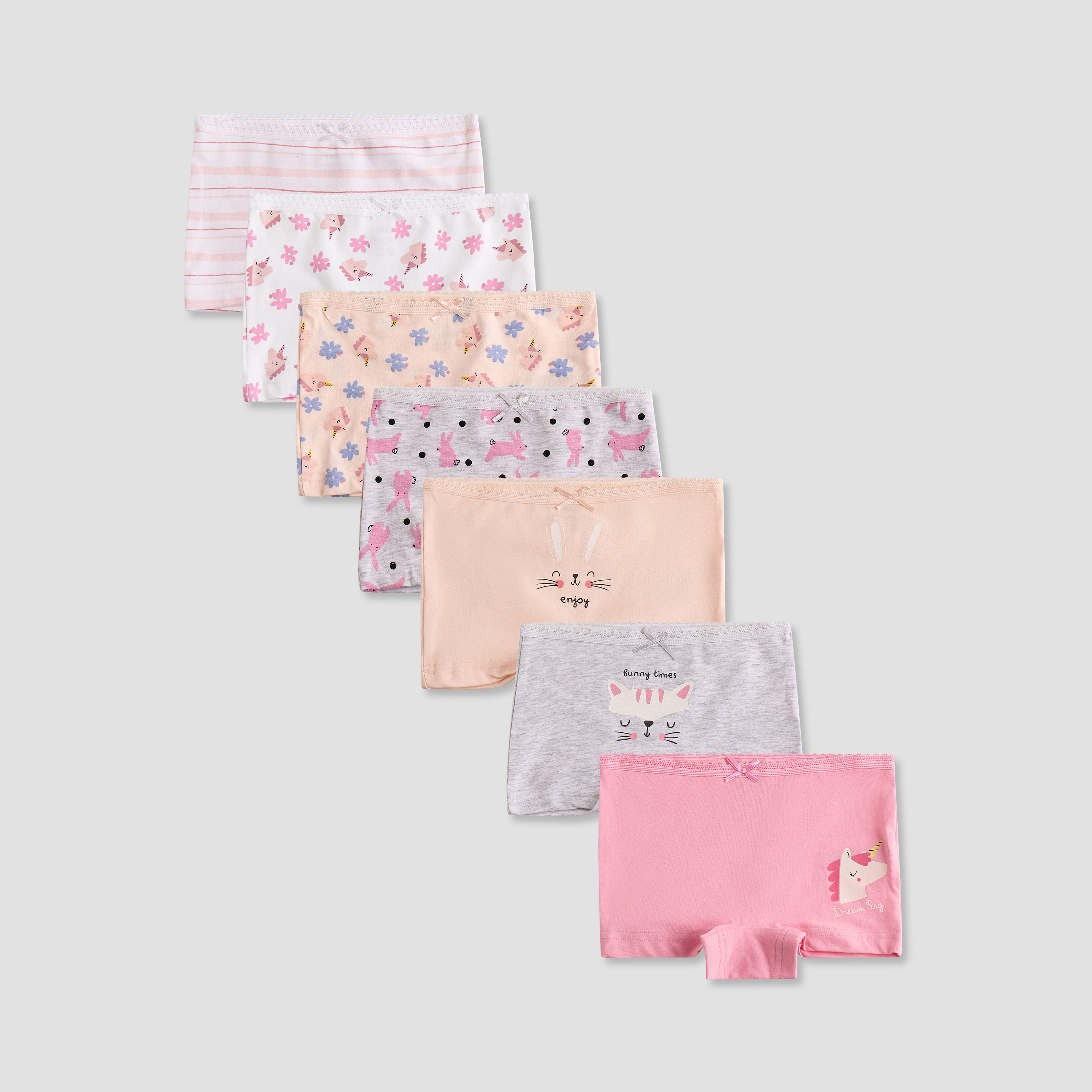 Juniors Printed Briefs with Elasticated Waistband - Set of 7-baby-girls-clothing-innerwear-image-1