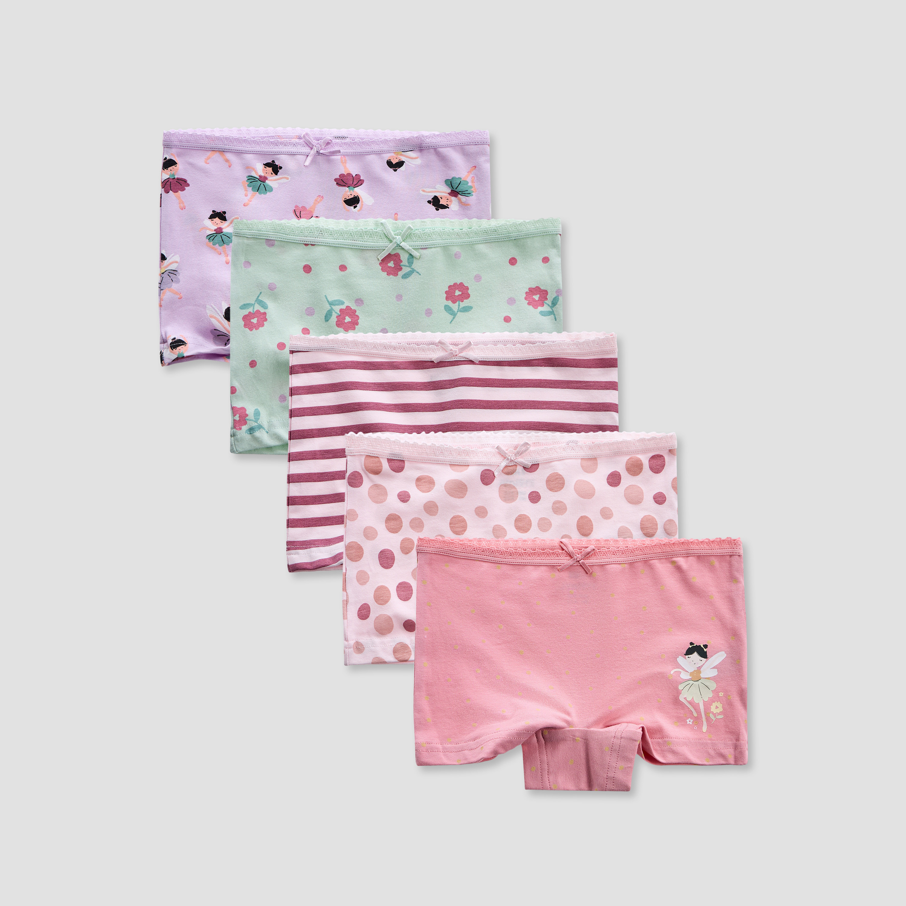 Juniors Printed Briefs with Elasticated Waistband - Set of 5-baby-girls-clothing-innerwear-image-1