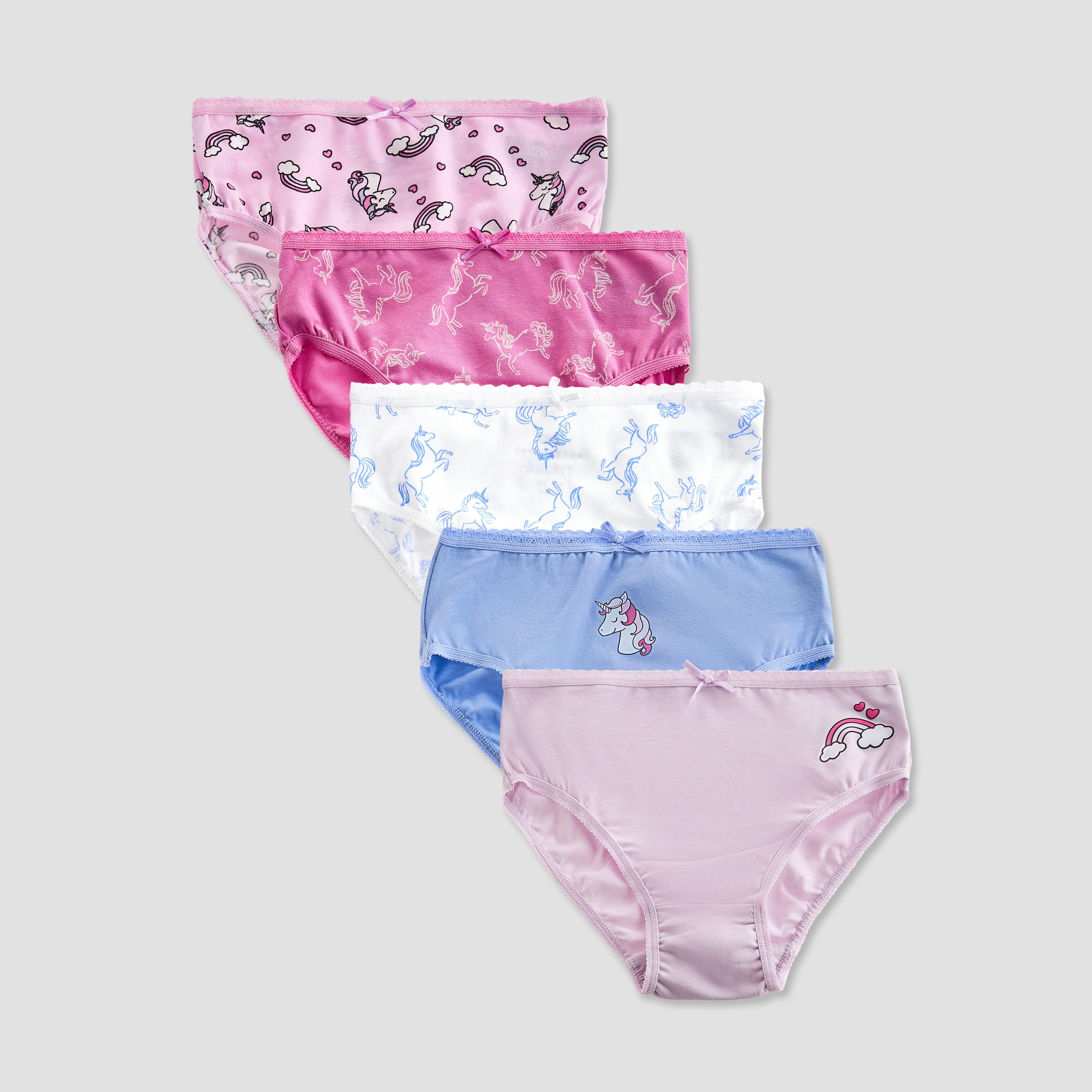 Juniors Girls Briefs with Unicorn Print - Cotton - Set of 5-girls-clothing-innerwear-panties-image-1