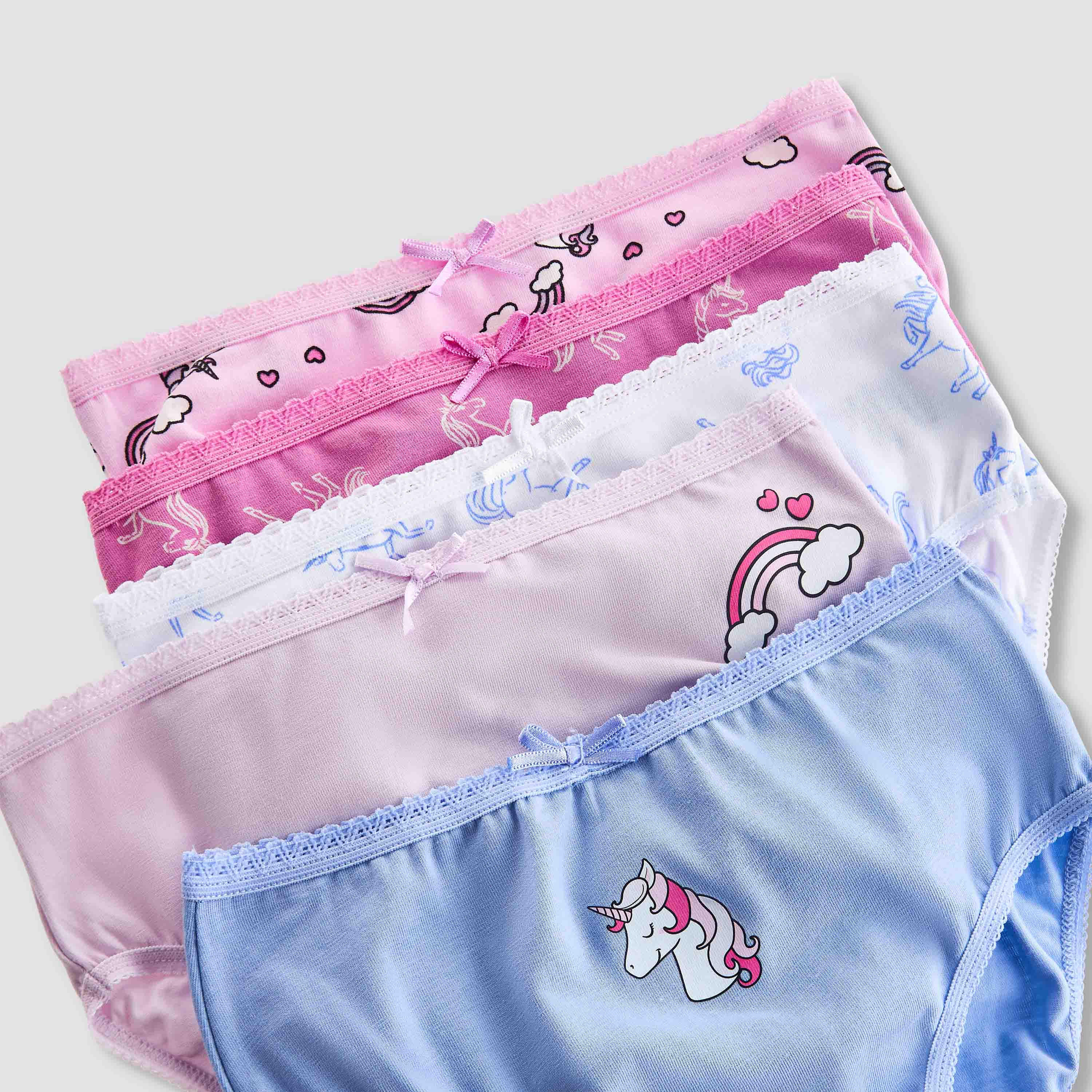 Juniors Girls Briefs with Unicorn Print - Cotton - Set of 5-girls-clothing-innerwear-panties-image-7