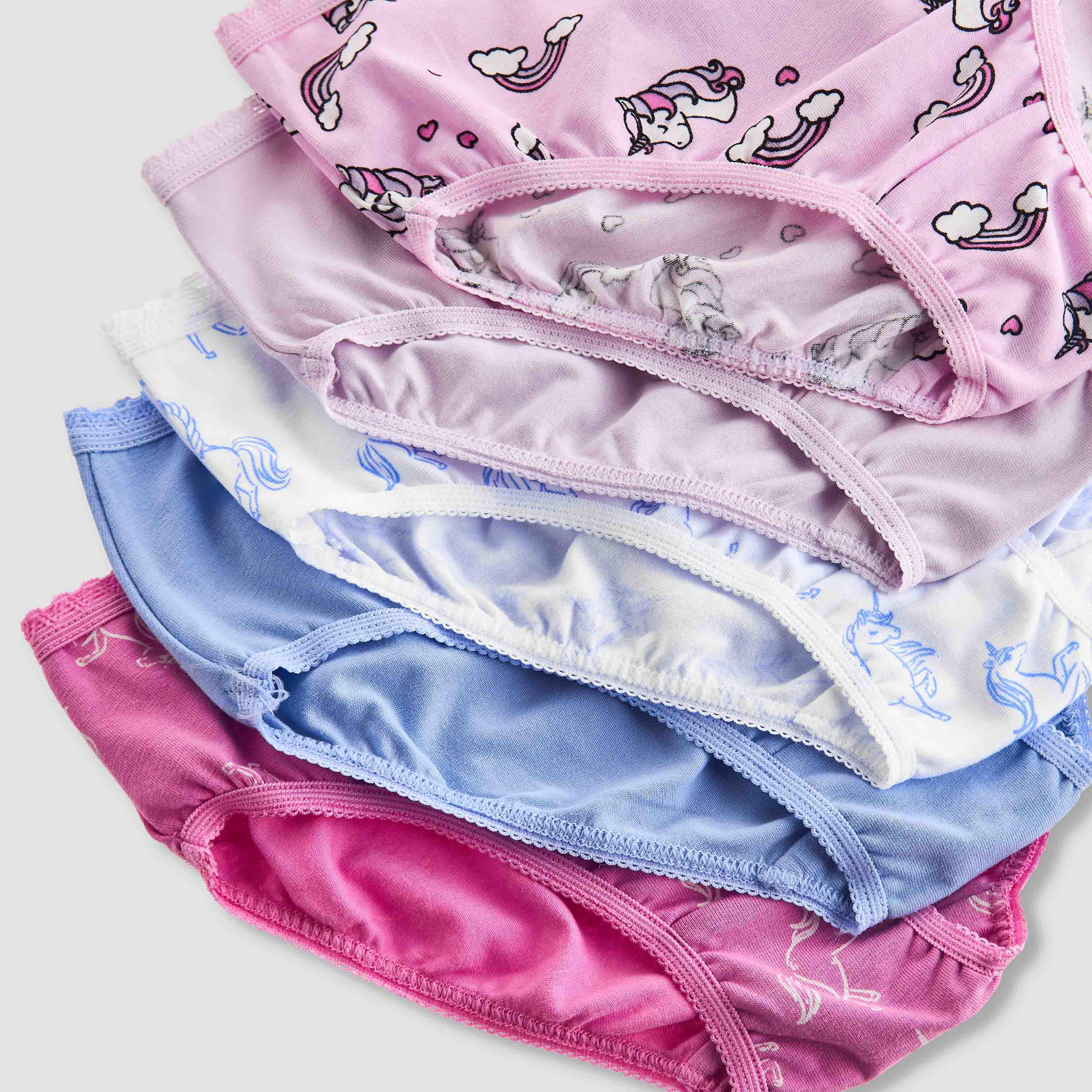 Juniors Girls Briefs with Unicorn Print - Cotton - Set of 5-girls-clothing-innerwear-panties-image-8