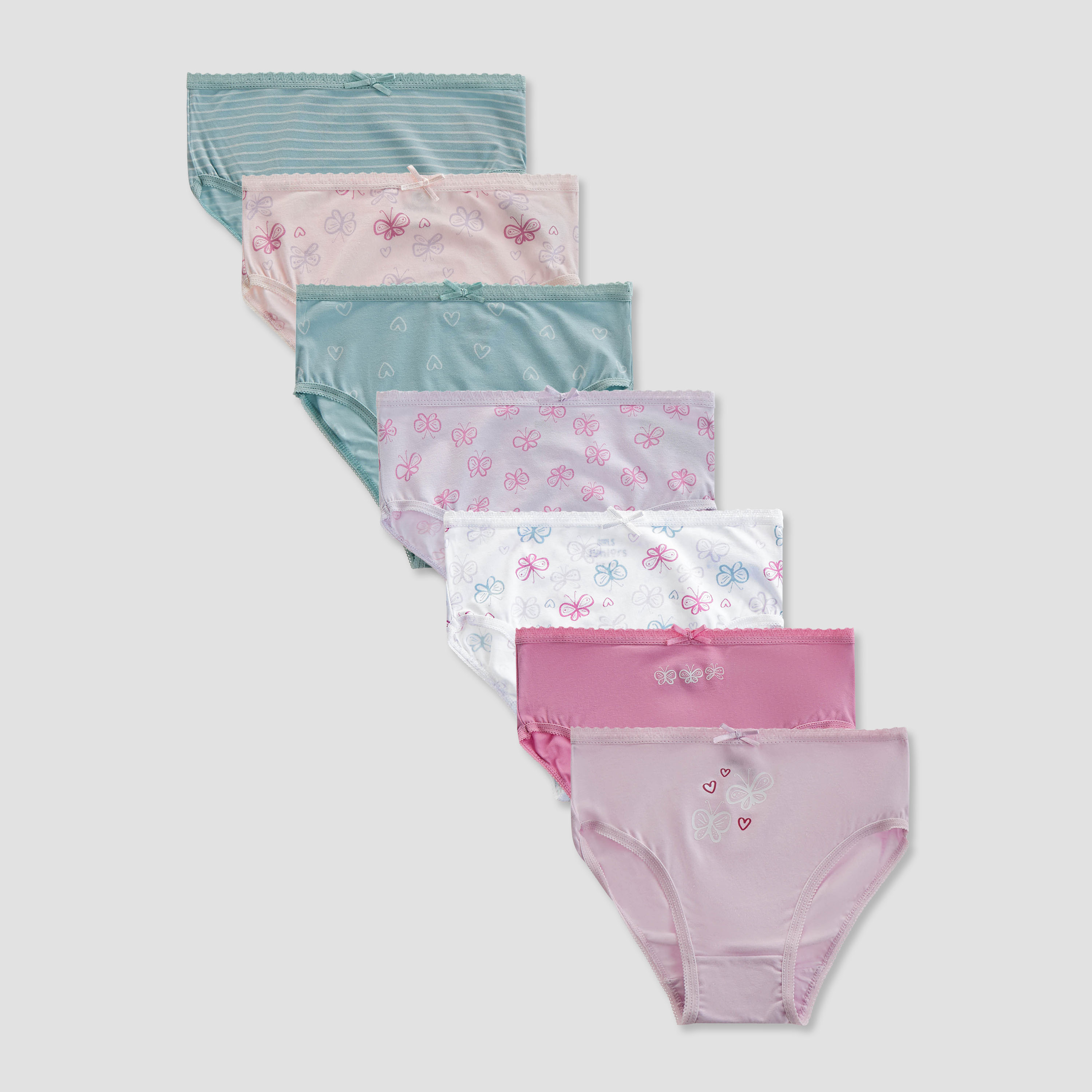 Juniors Girls Briefs with Butterfly Print - Cotton - 7-Piece Set-girls-clothing-innerwear-panties-image-1