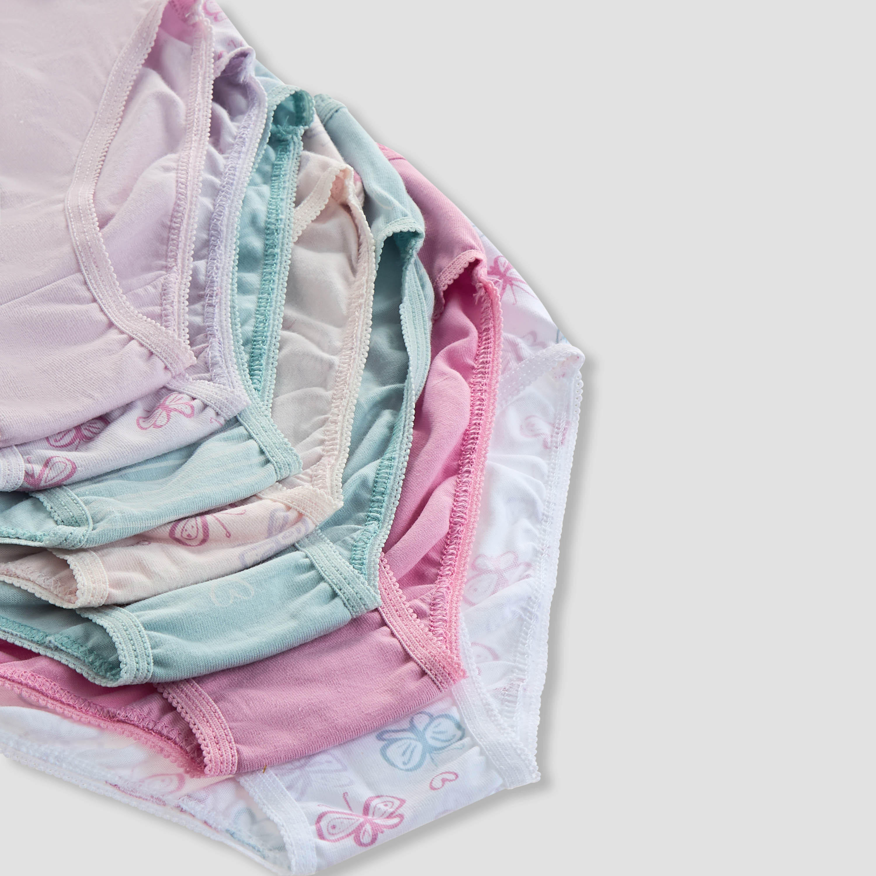 Juniors Girls Briefs with Butterfly Print - Cotton - 7-Piece Set-girls-clothing-innerwear-panties-image-10
