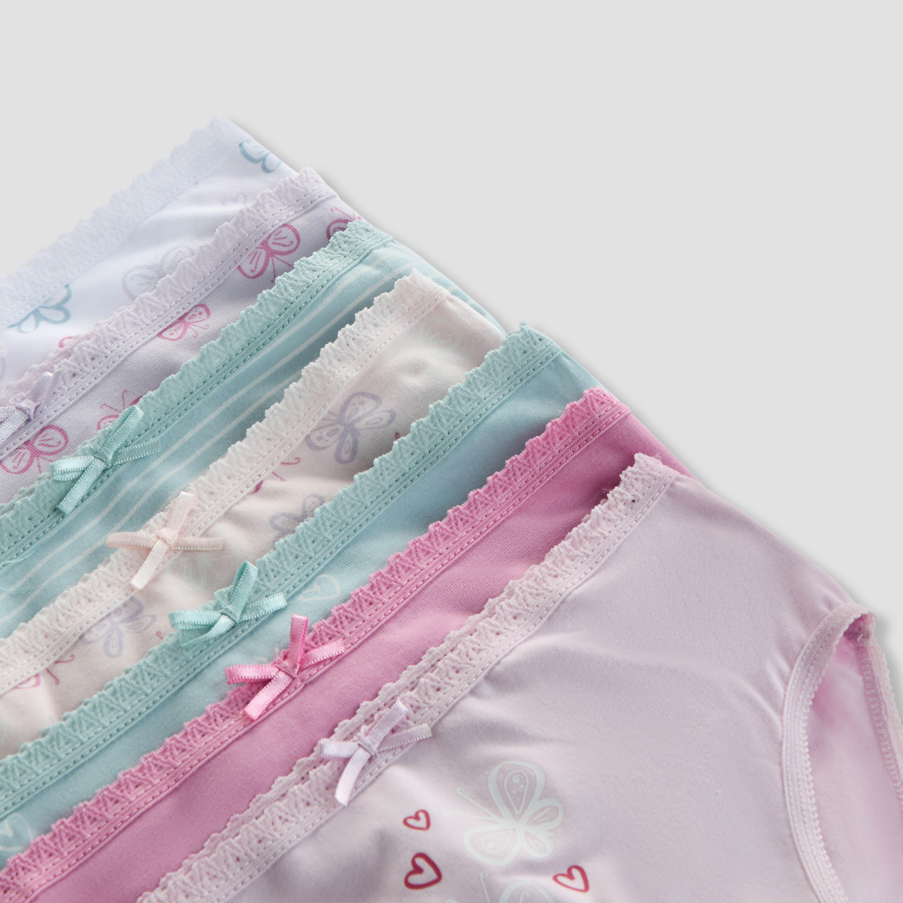Juniors Girls Briefs with Butterfly Print - Cotton - 7-Piece Set-girls-clothing-innerwear-panties-image-9