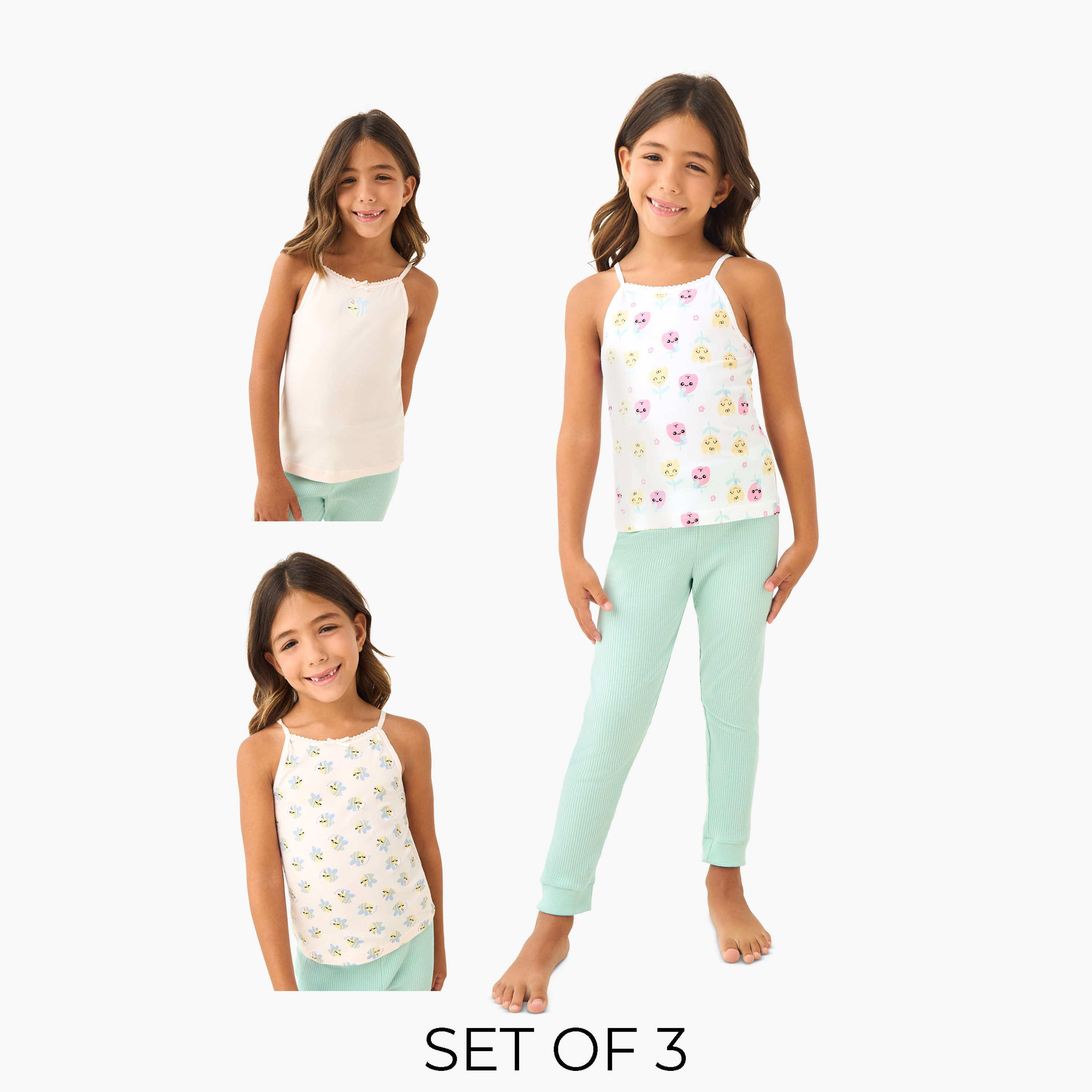 Juniors Printed Vest with Spaghetti Straps - Set of 3-girls-clothing-innerwear-vests-image-1