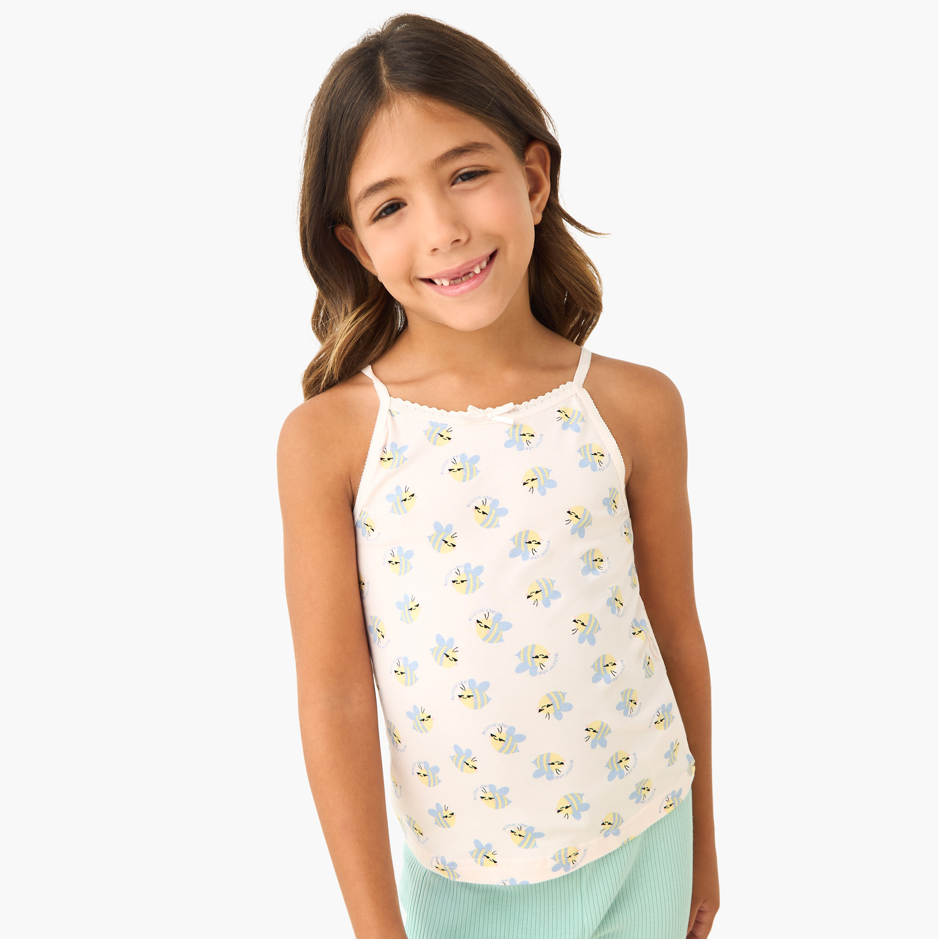 Juniors Printed Vest with Spaghetti Straps - Set of 3-girls-clothing-innerwear-vests-image-3