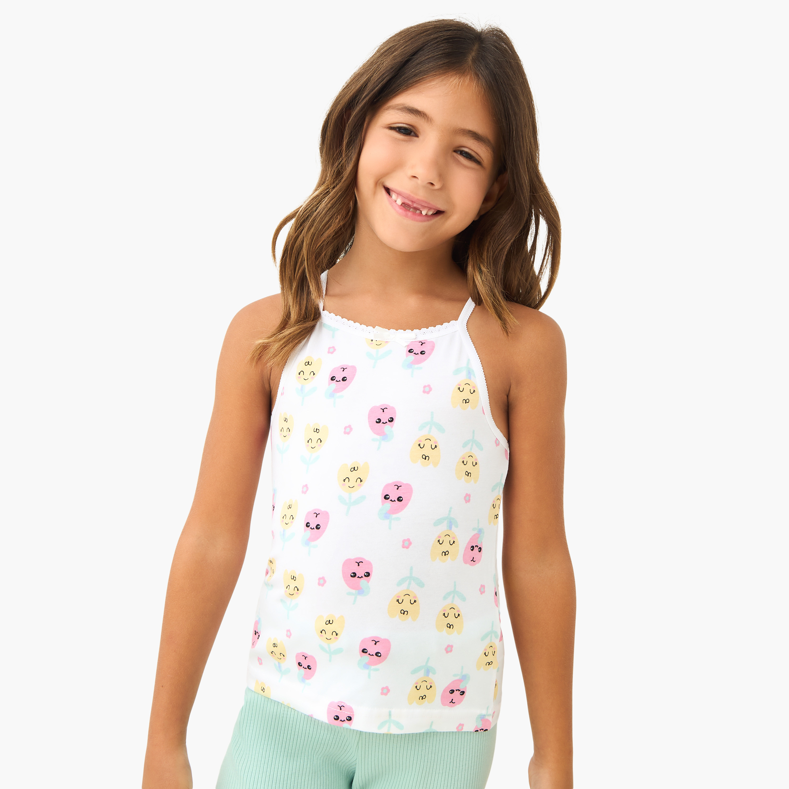 Juniors Printed Vest with Spaghetti Straps - Set of 3-girls-clothing-innerwear-vests-image-4