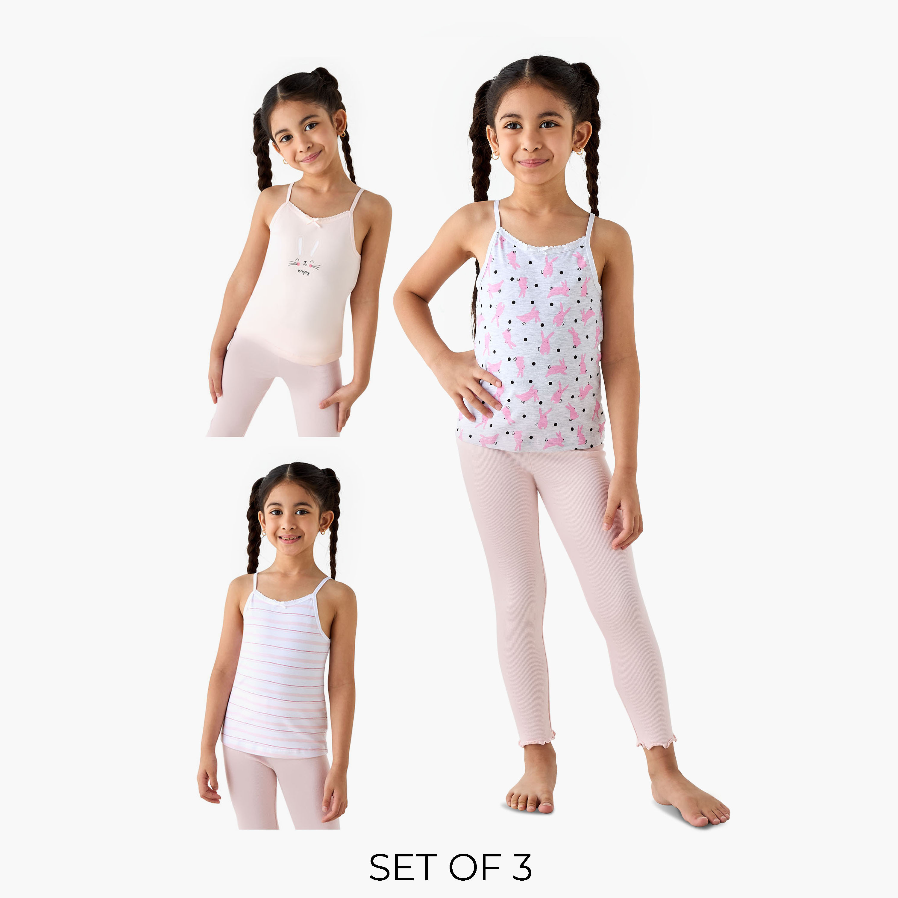 Juniors Printed Camisole with Bow Accent - Set of 3-girls-clothing-innerwear-vests-image-1