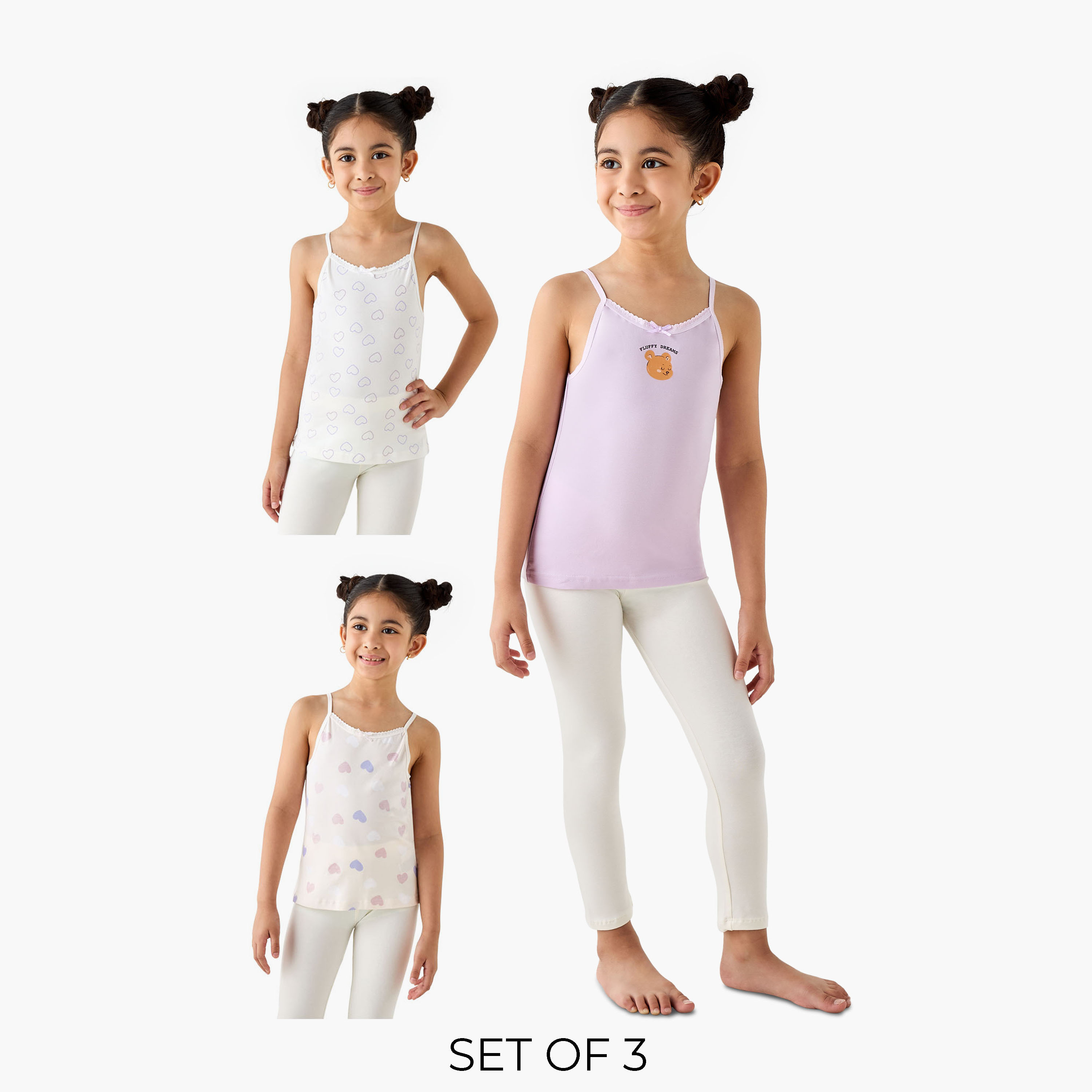 Juniors Printed Camisole with Bow Accent - Set of 3-girls-clothing-innerwear-vests-image-1