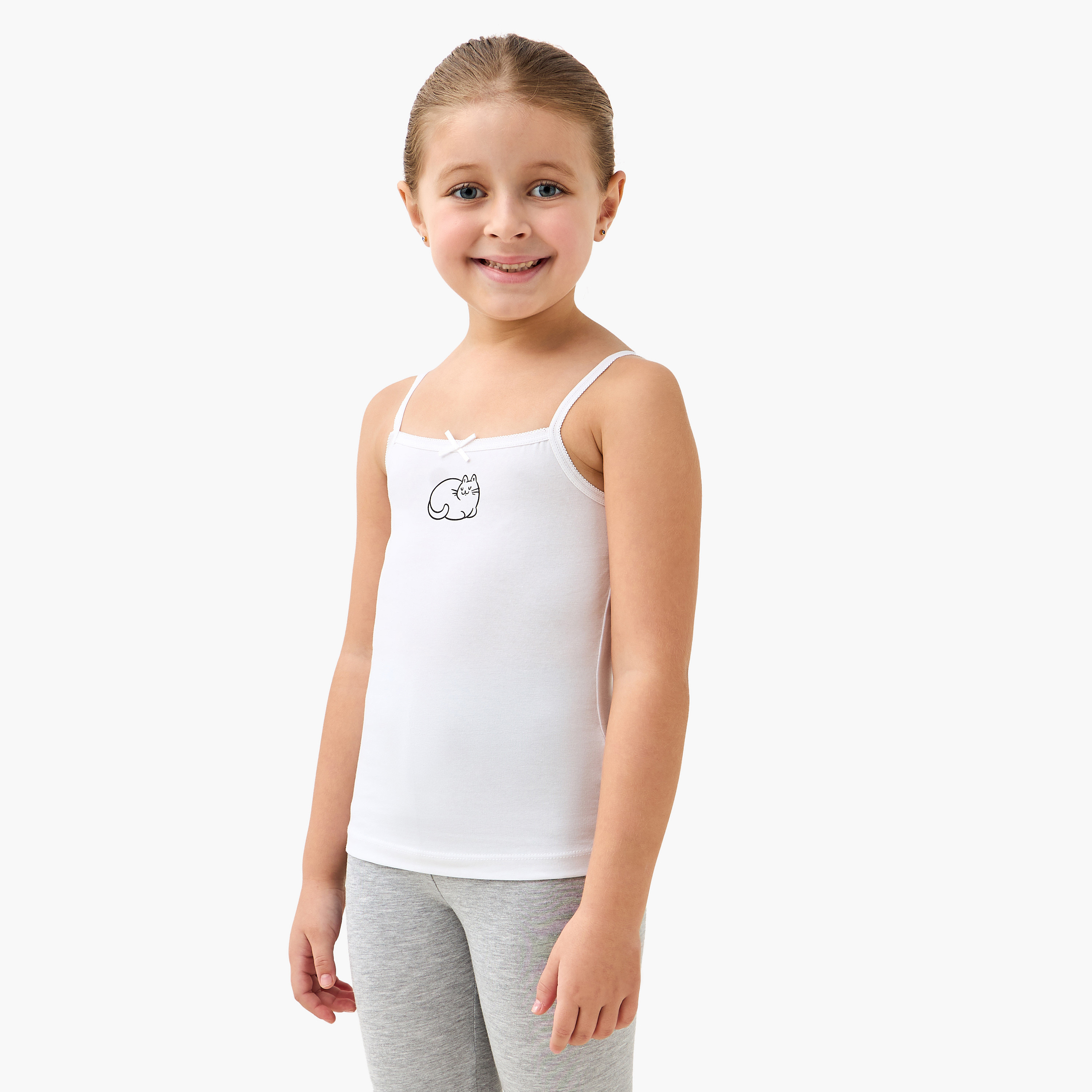 Pack of 3 Juniors Cotton Square Neck Vest with Cat Print-girls-clothing-innerwear-vests-image-4