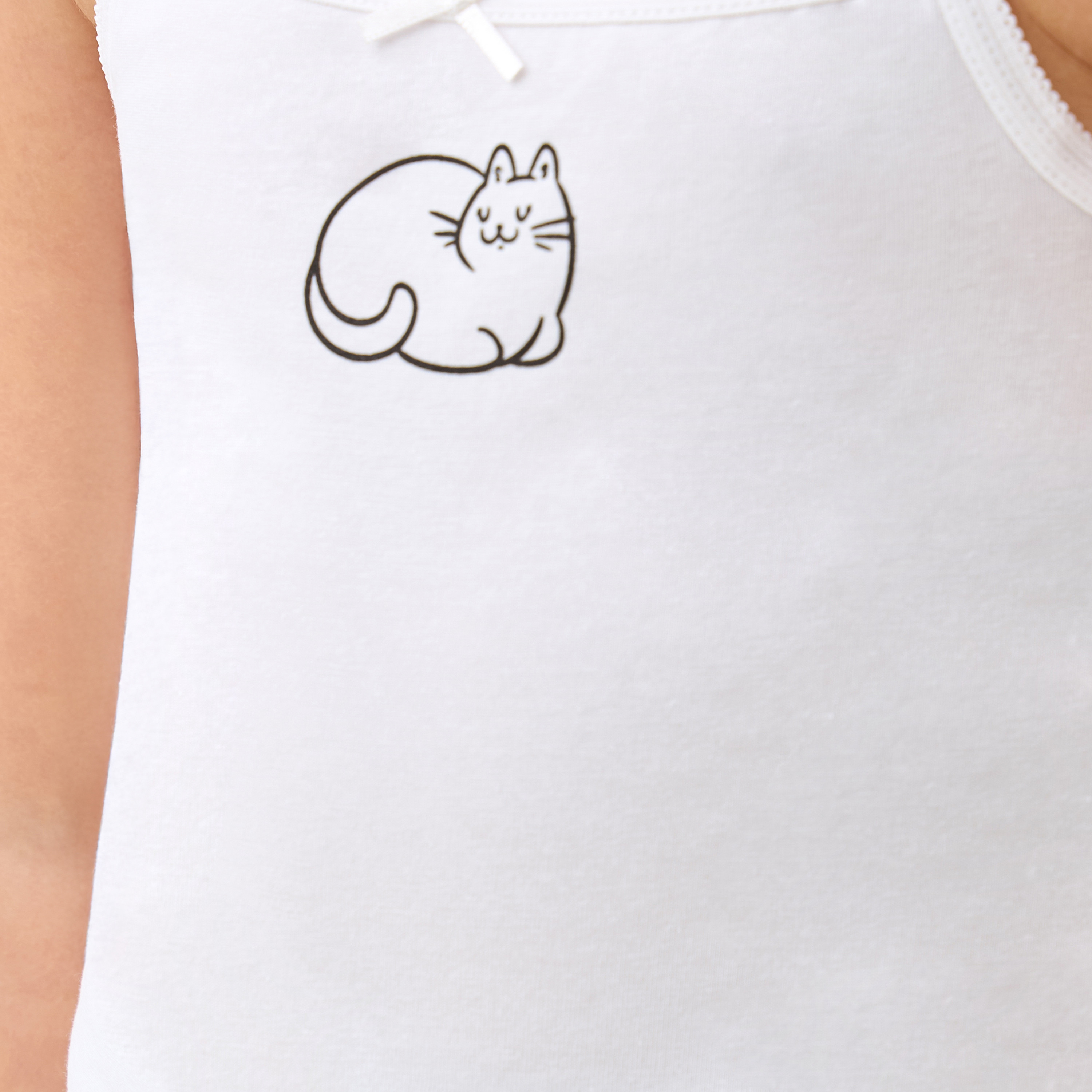 Pack of 3 Juniors Cotton Square Neck Vest with Cat Print-girls-clothing-innerwear-vests-image-7