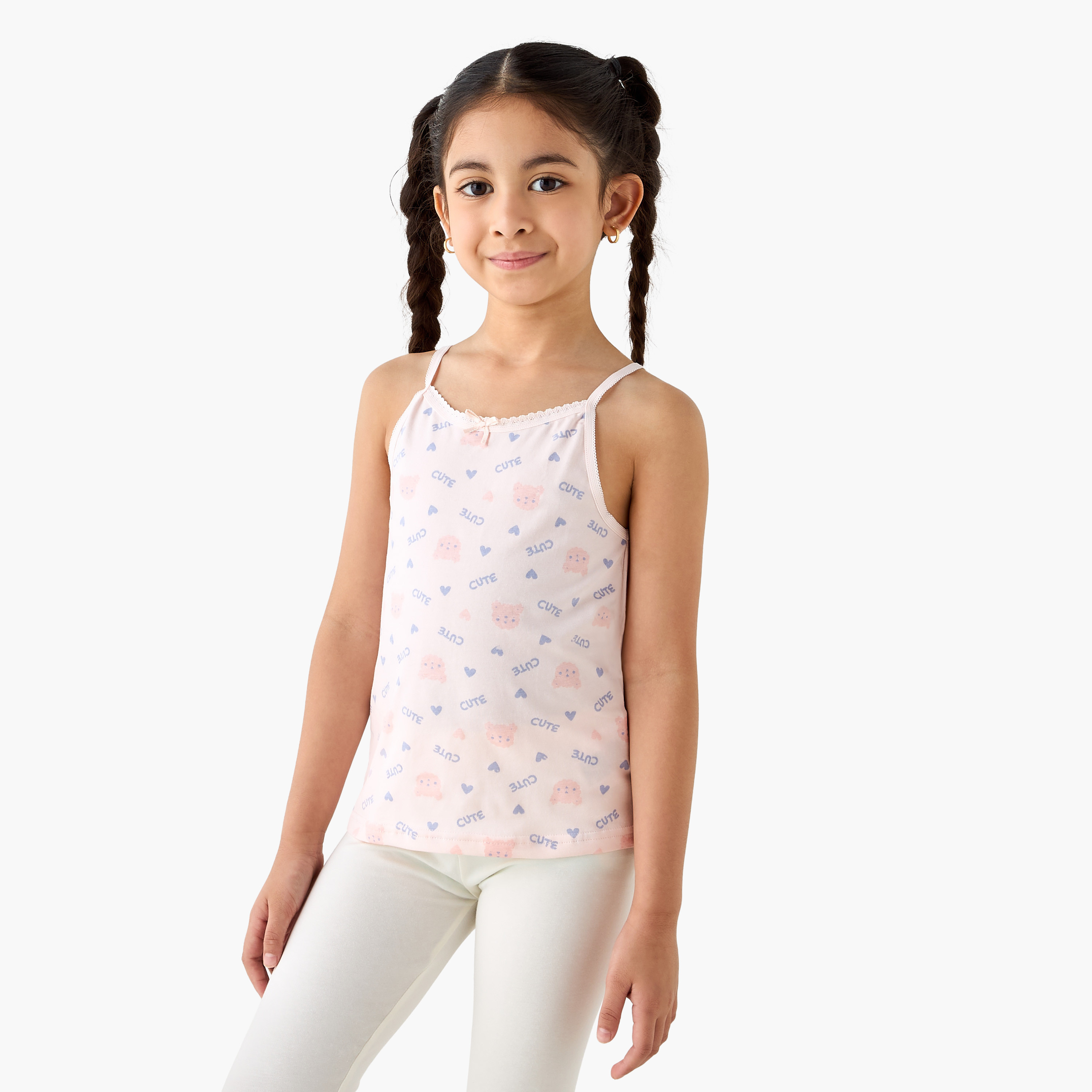 طقم قميص داخلي قصير 7 قطع بفيونكة وطبعات من جونيورز-girls-clothing-innerwear-vests-image-4