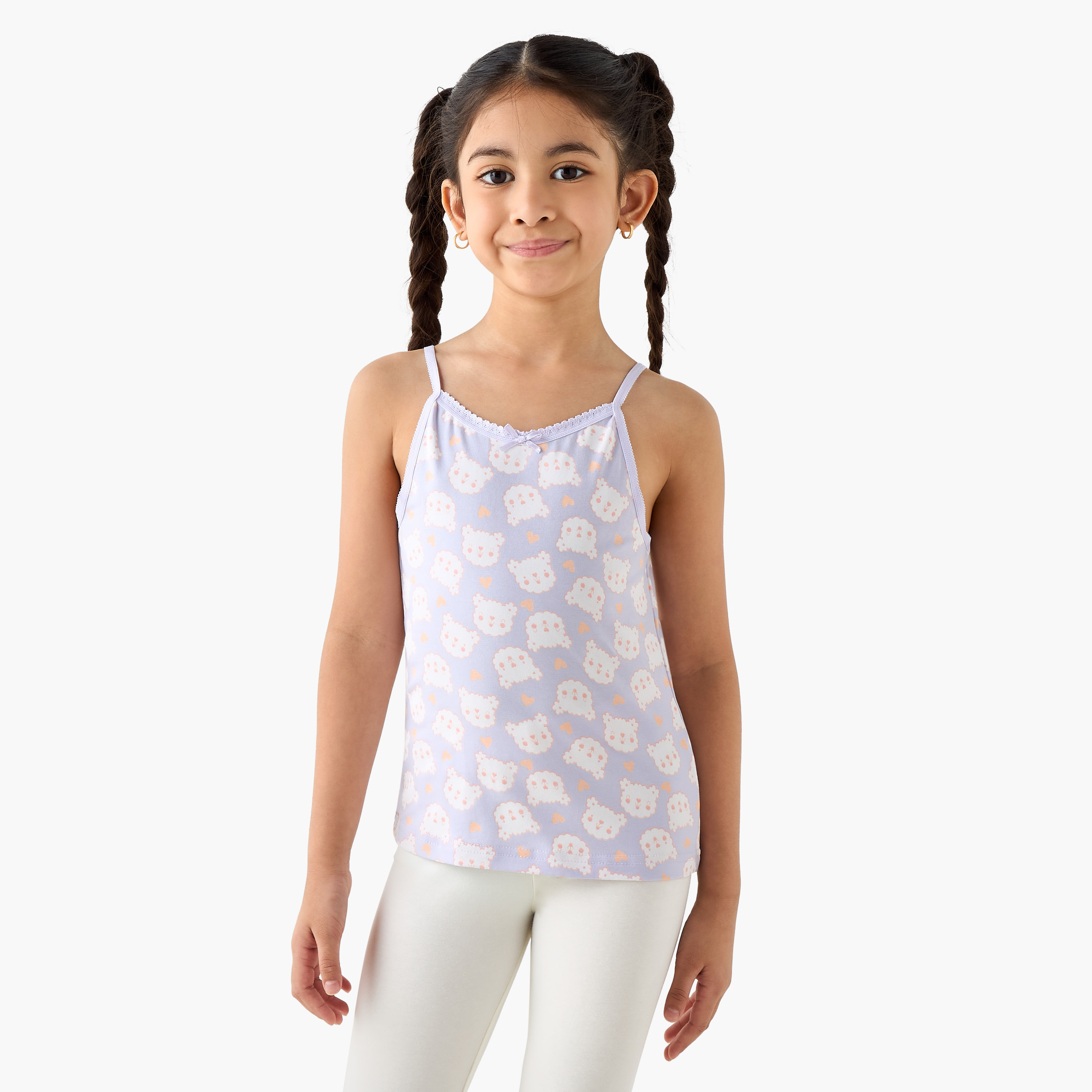 طقم قميص داخلي قصير 7 قطع بفيونكة وطبعات من جونيورز-girls-clothing-innerwear-vests-image-3