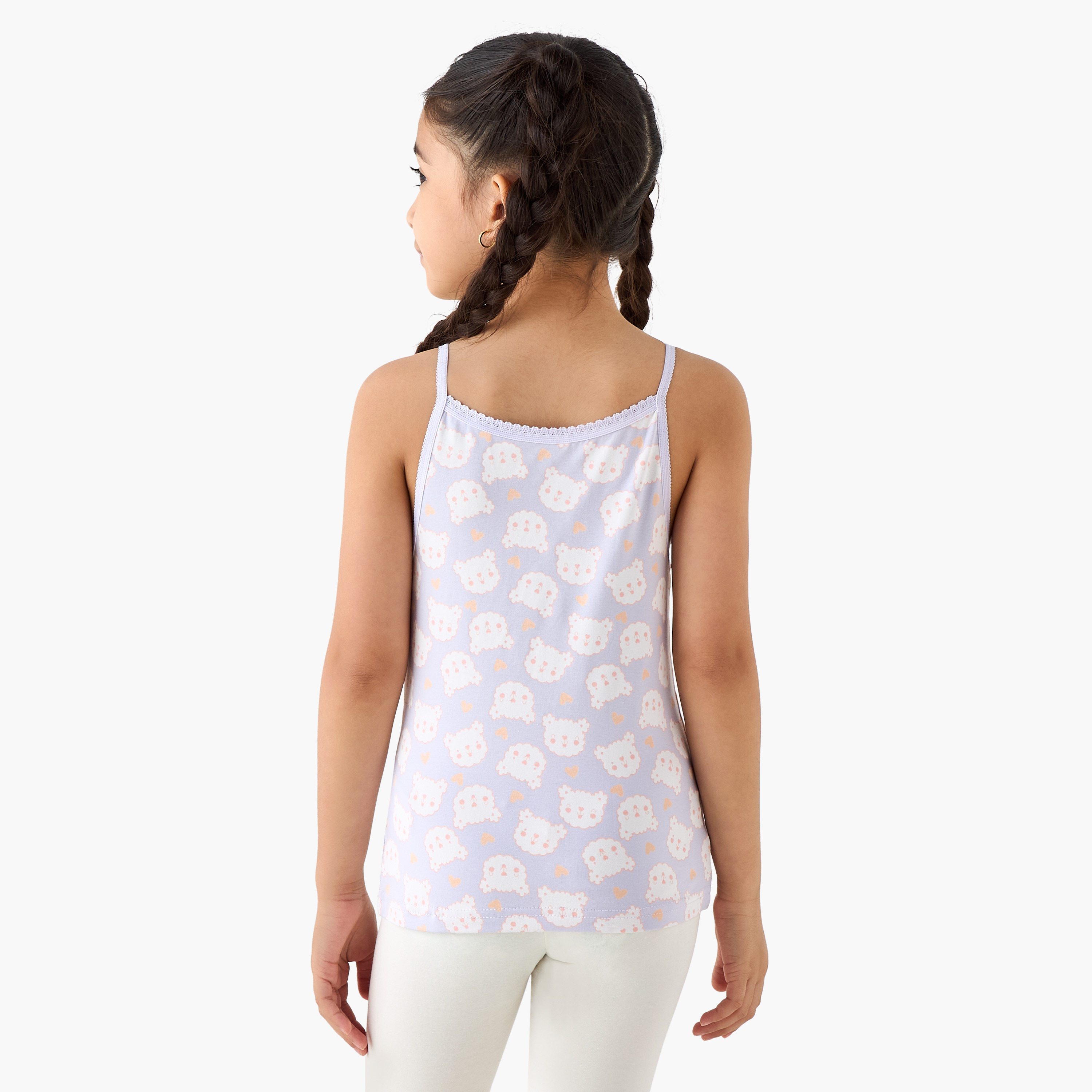 طقم قميص داخلي قصير 7 قطع بفيونكة وطبعات من جونيورز-girls-clothing-innerwear-vests-image-2