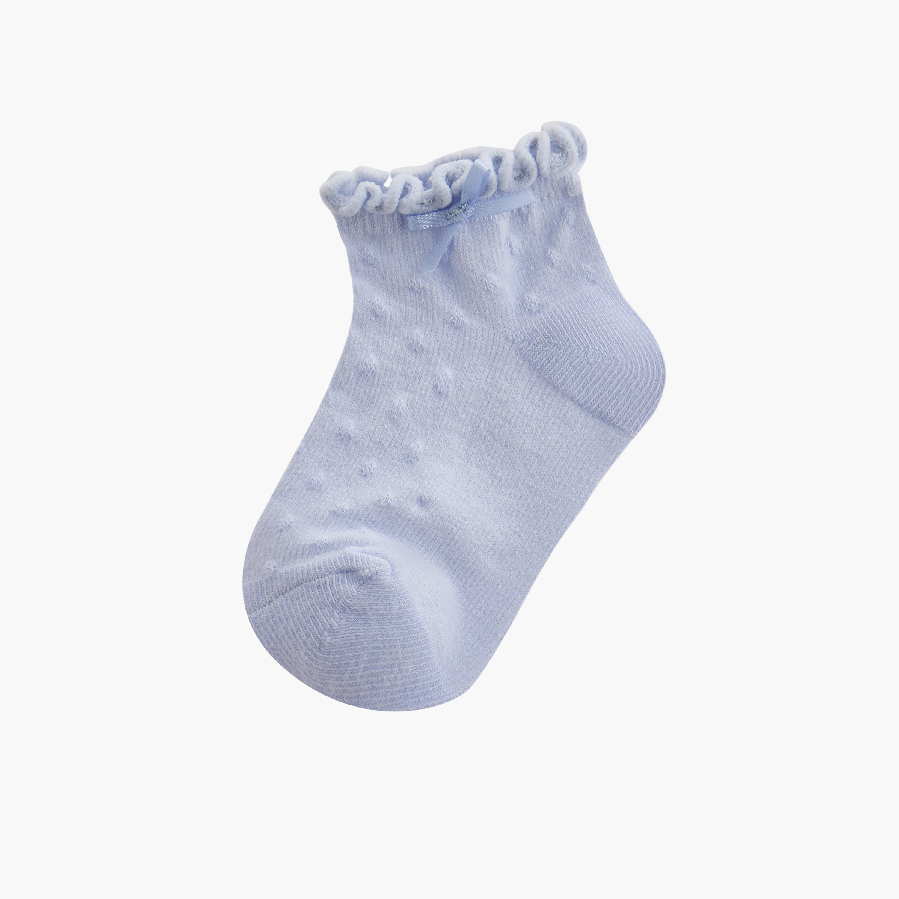 Juniors Textured Ankle Length Socks with Lettuce Hem - Set of 3-baby-girls-accessories-socks-image-2