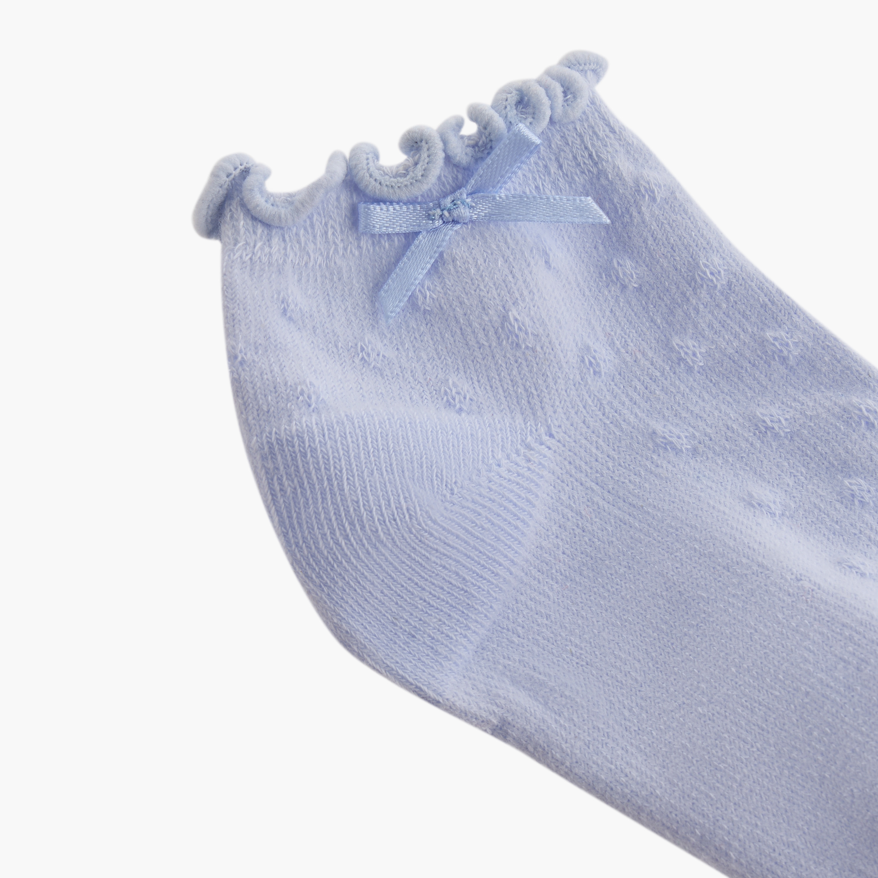 Juniors Textured Ankle Length Socks with Lettuce Hem - Set of 3-baby-girls-accessories-socks-image-3