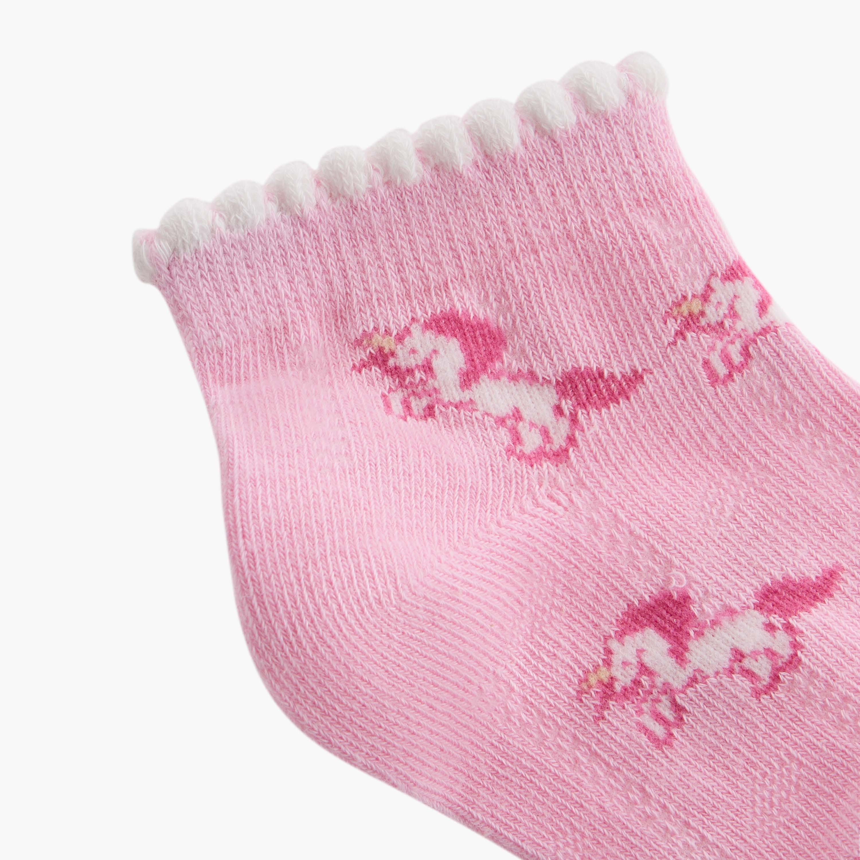 Juniors Unicorn Print Ankle Length Socks - Set of 3-baby-girls-accessories-socks-image-3