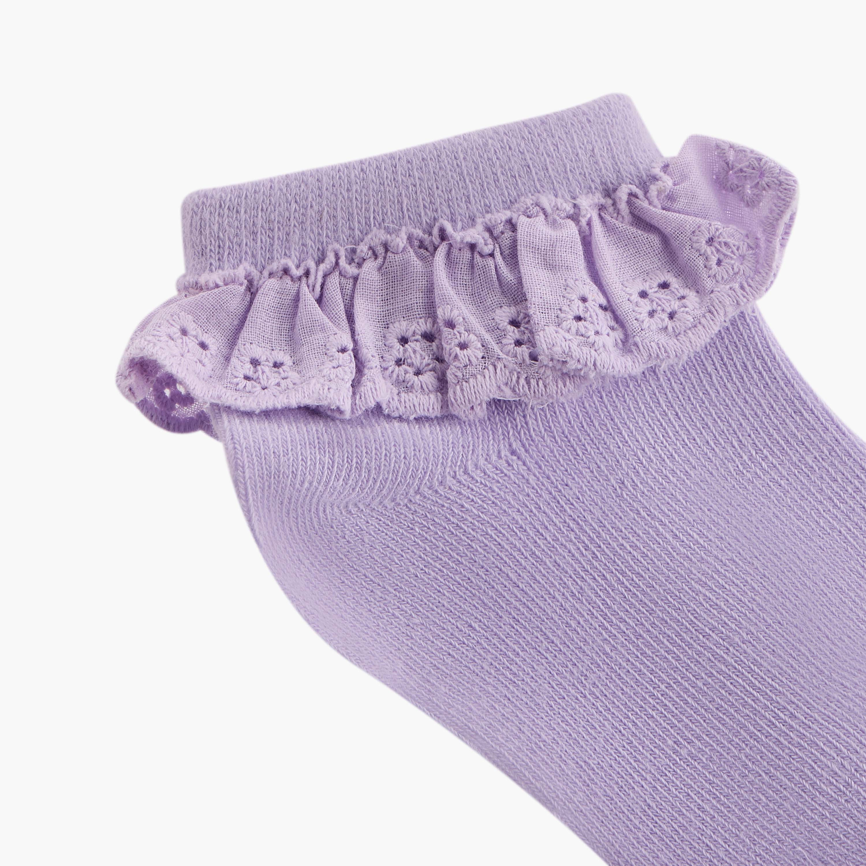 Juniors Frill Detail Ankle Length Socks - Set of 3-baby-girls-accessories-socks-image-3