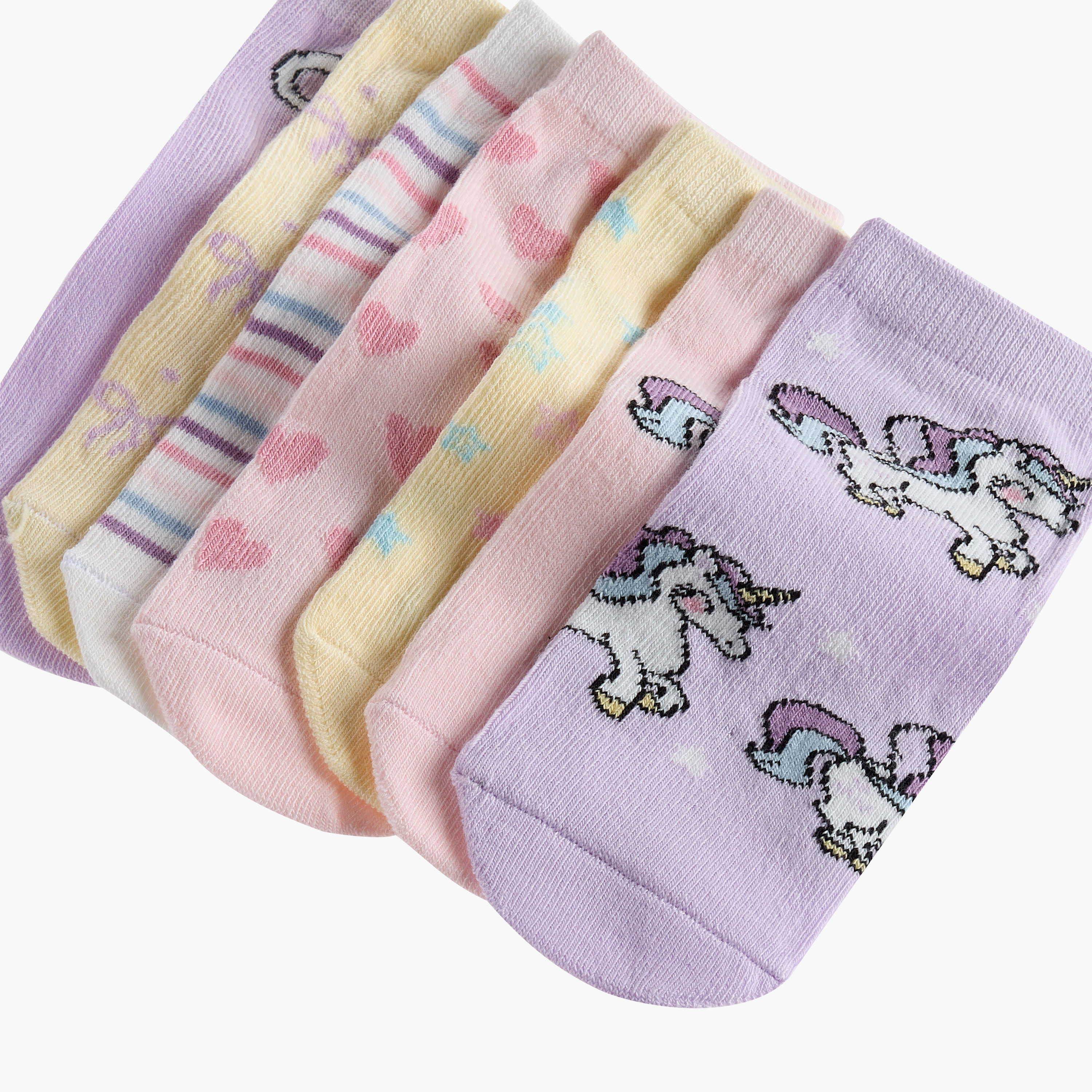 Juniors Printed Ankle Length Socks - Set of 7-baby-girls-accessories-socks-image-4