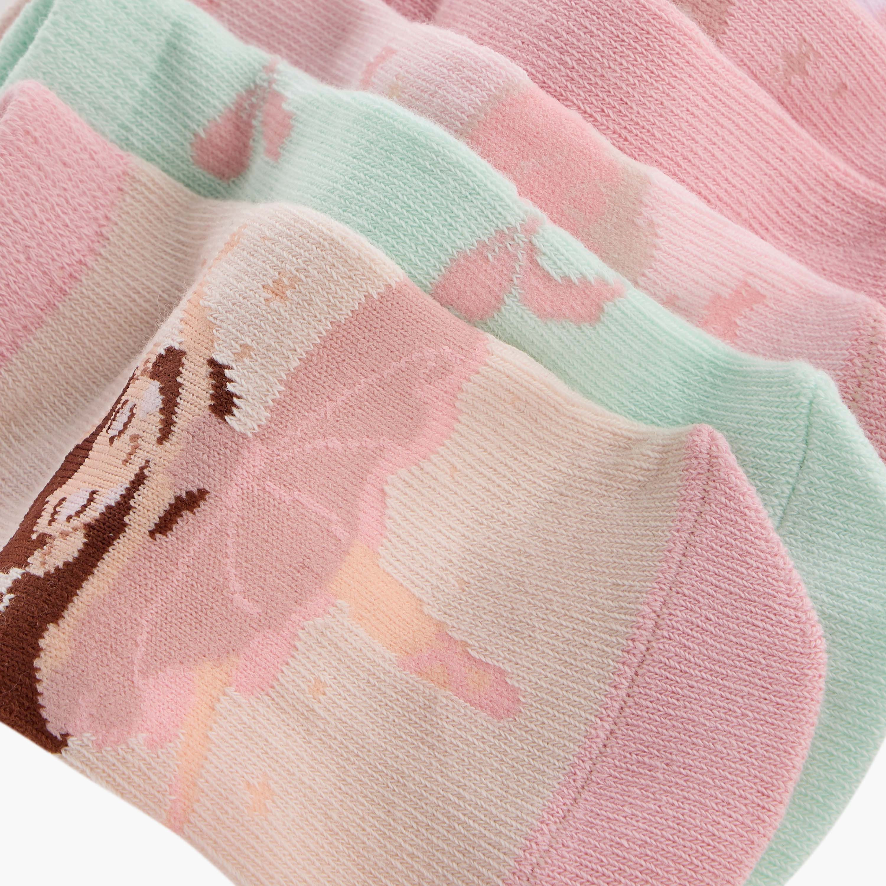 Juniors Ballerina Print Ankle Length Socks - Set of 7-girls-accessories-socks-image-4