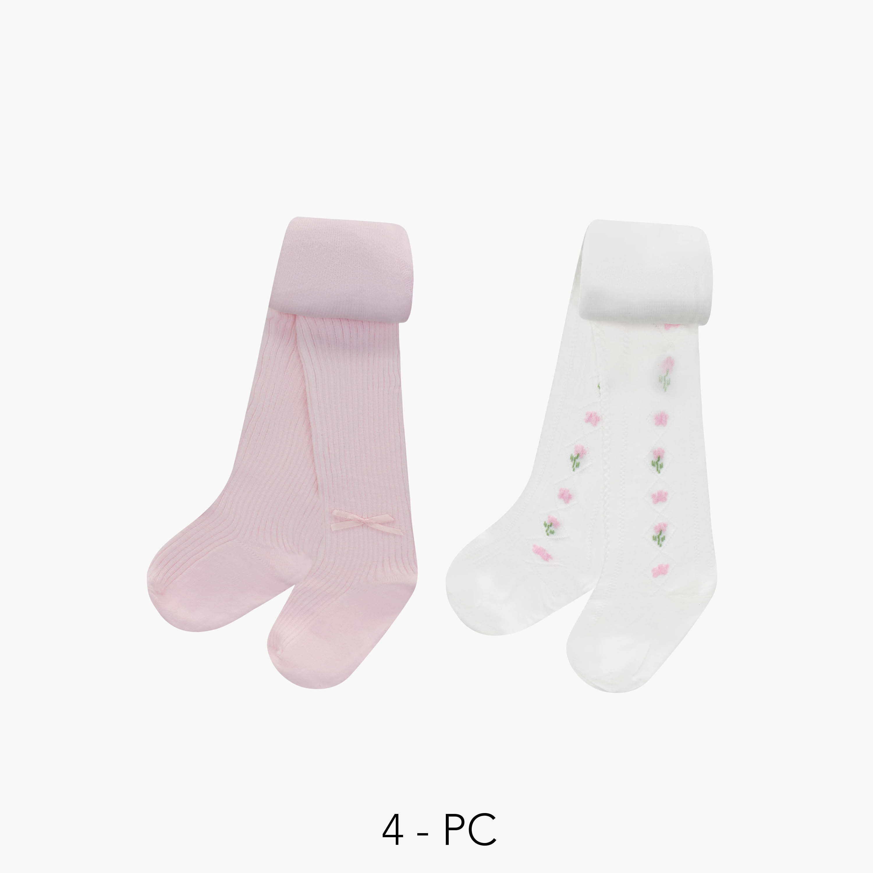 Pack of 4 Juniors Girls Tights with Embroidery-girls-accessories-socks-image-1