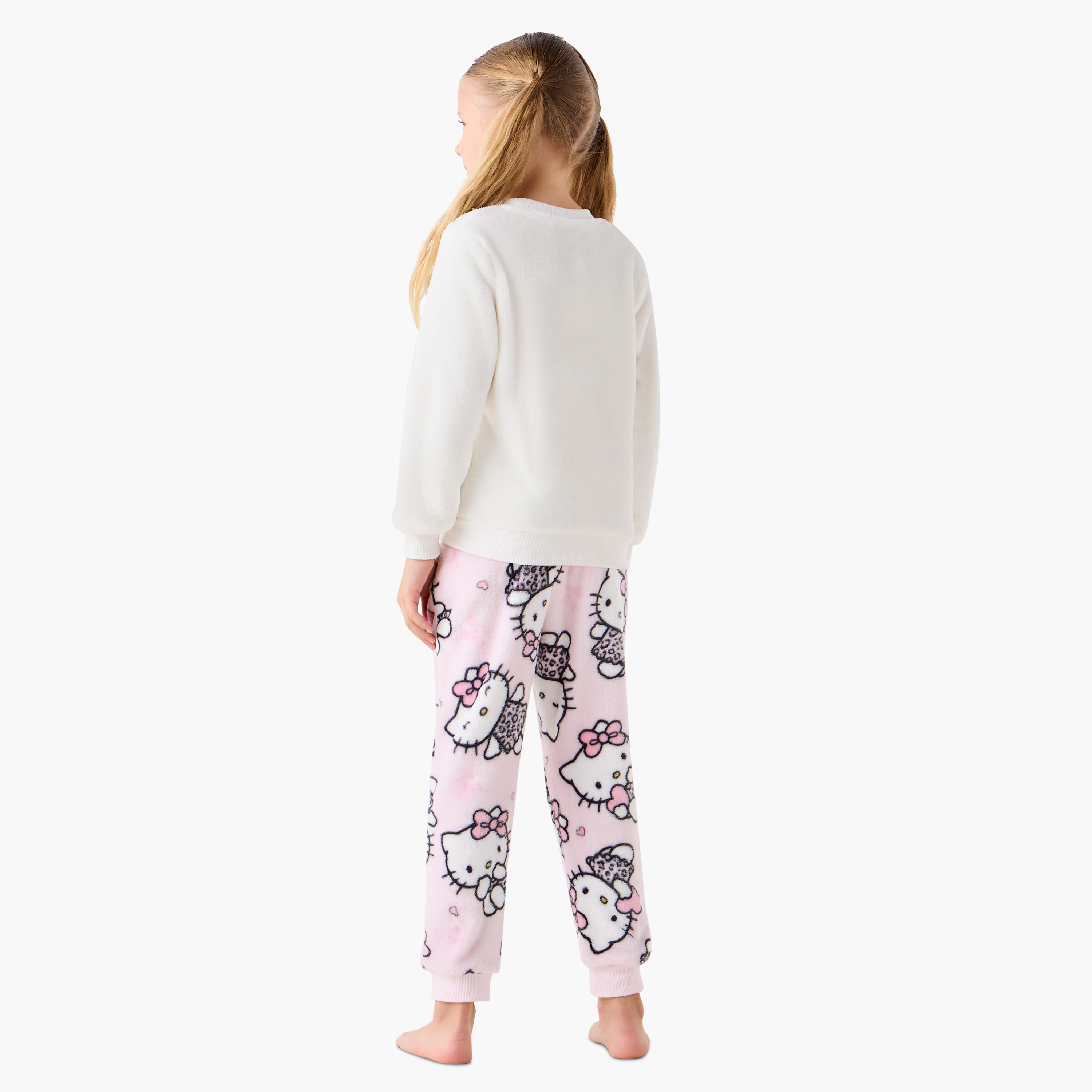 Sanrio Girls Pyjama Set with Hello Kitty Print - Long Sleeves - Crew Neck-baby-girls-clothing-winterwear-pyjamasets-image-4