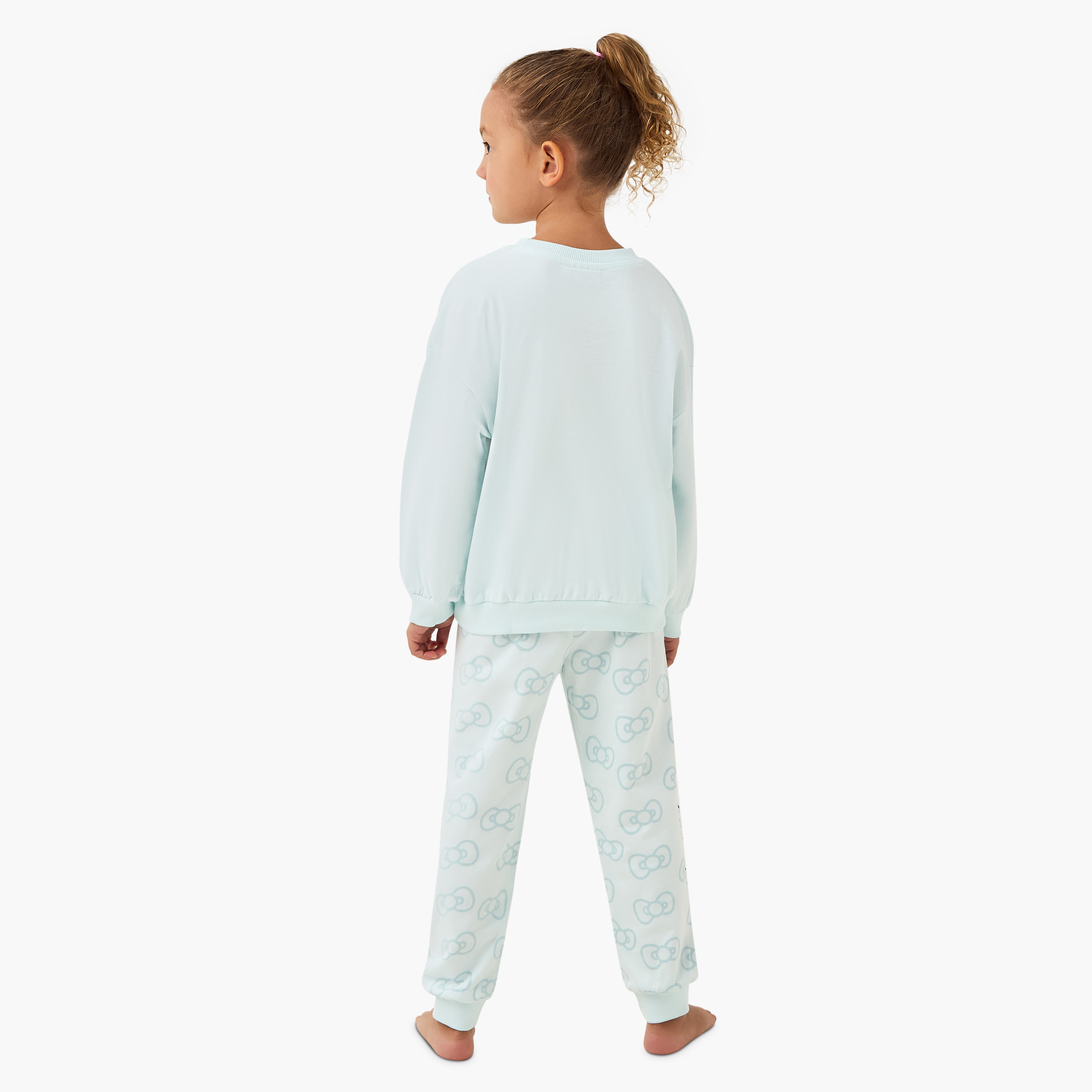 Sanrio Cotton Crew Neck Long Sleeve Pyjama Set with Hello Kitty and Friends Print-baby-girls-clothing-winterwear-pyjamasets-image-4