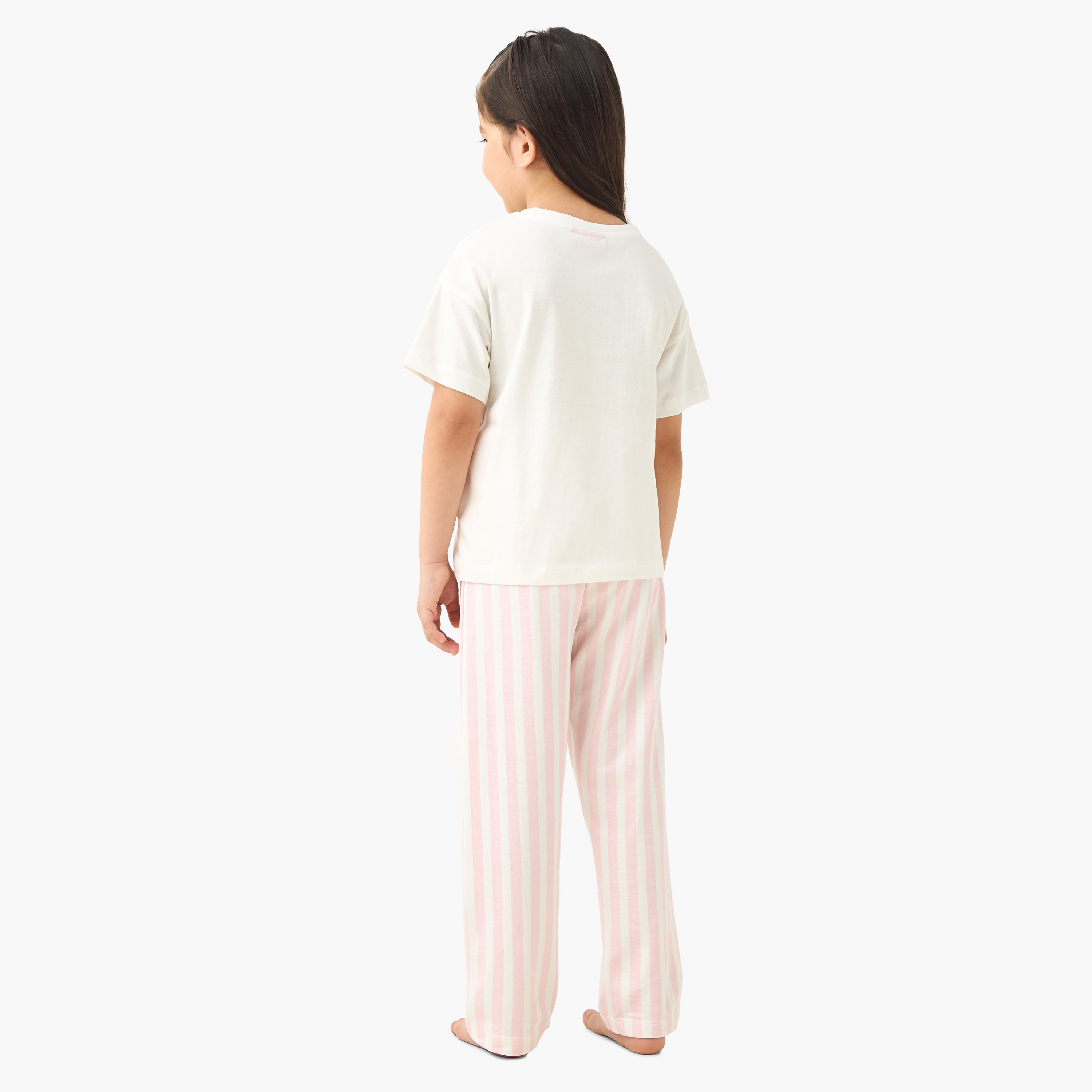 Barbie Embroidered T-shirt and Pyjama Set-baby-girls-clothing-nightwear-pyjamasets-image-4
