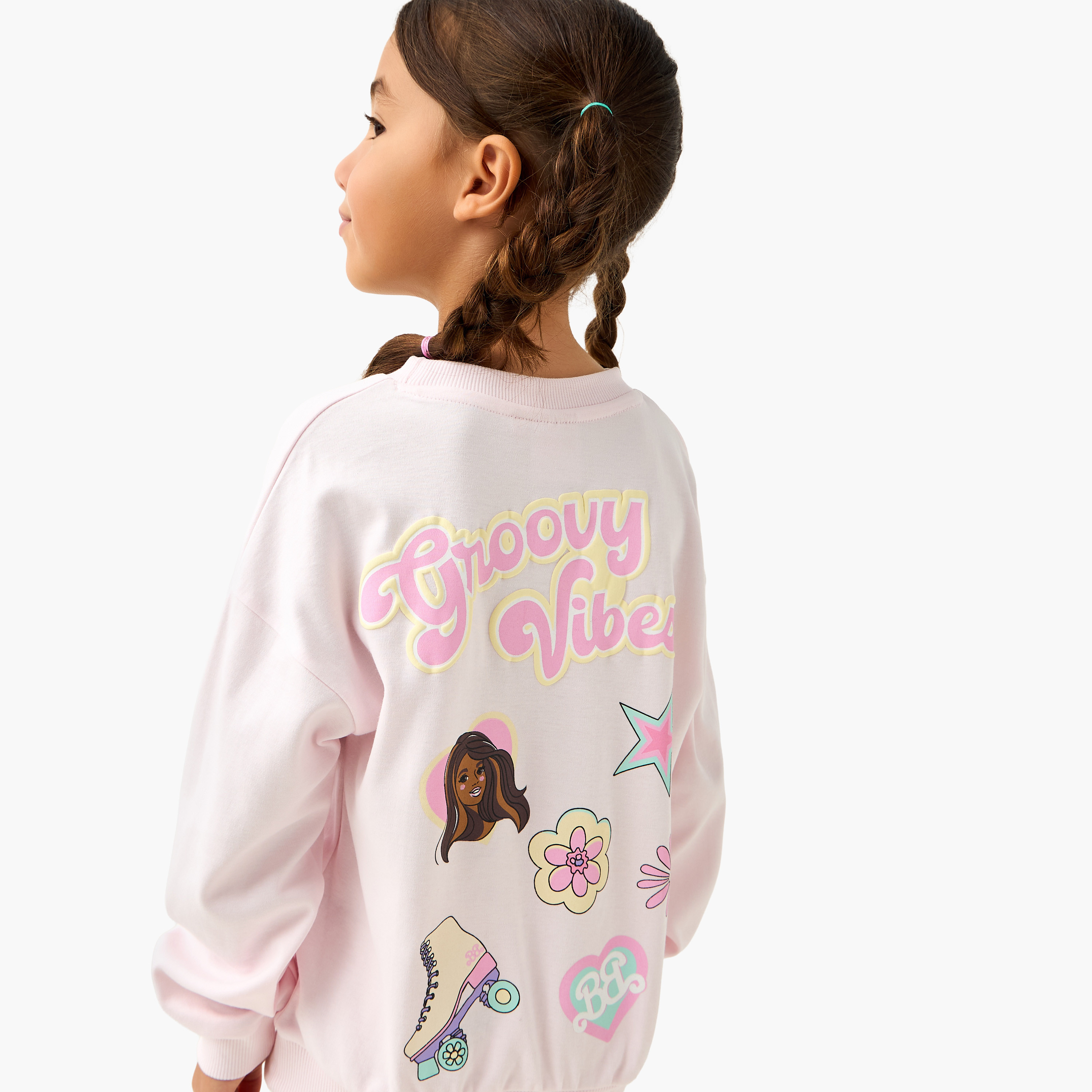 Mattel Cotton Crew Neck Long Sleeves Pyjama Set with Barbie Print-baby-girls-clothing-winterwear-pyjamasets-image-5