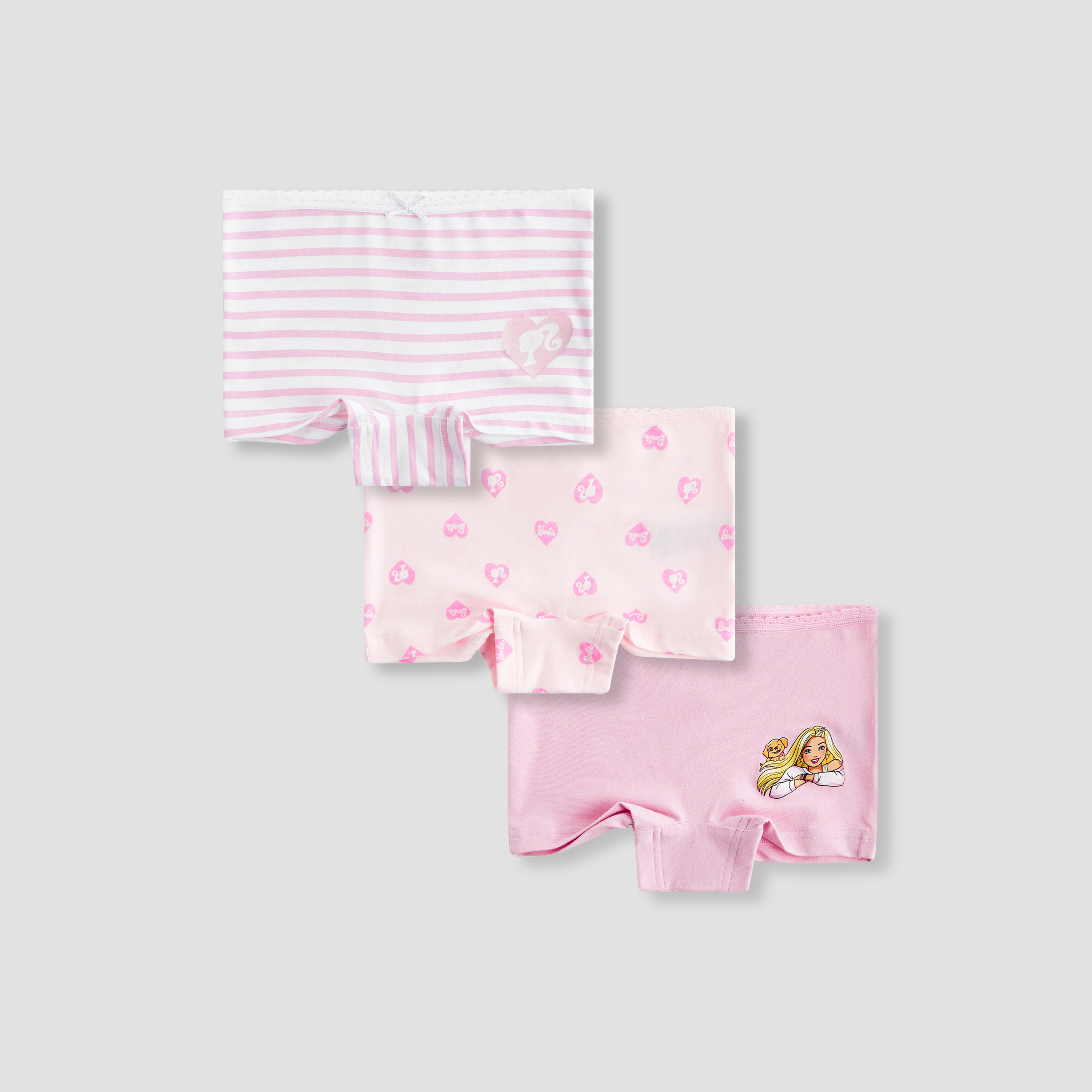 Barbie Print Boyshorts - Set of 3-baby-girls-clothing-innerwear-image-1