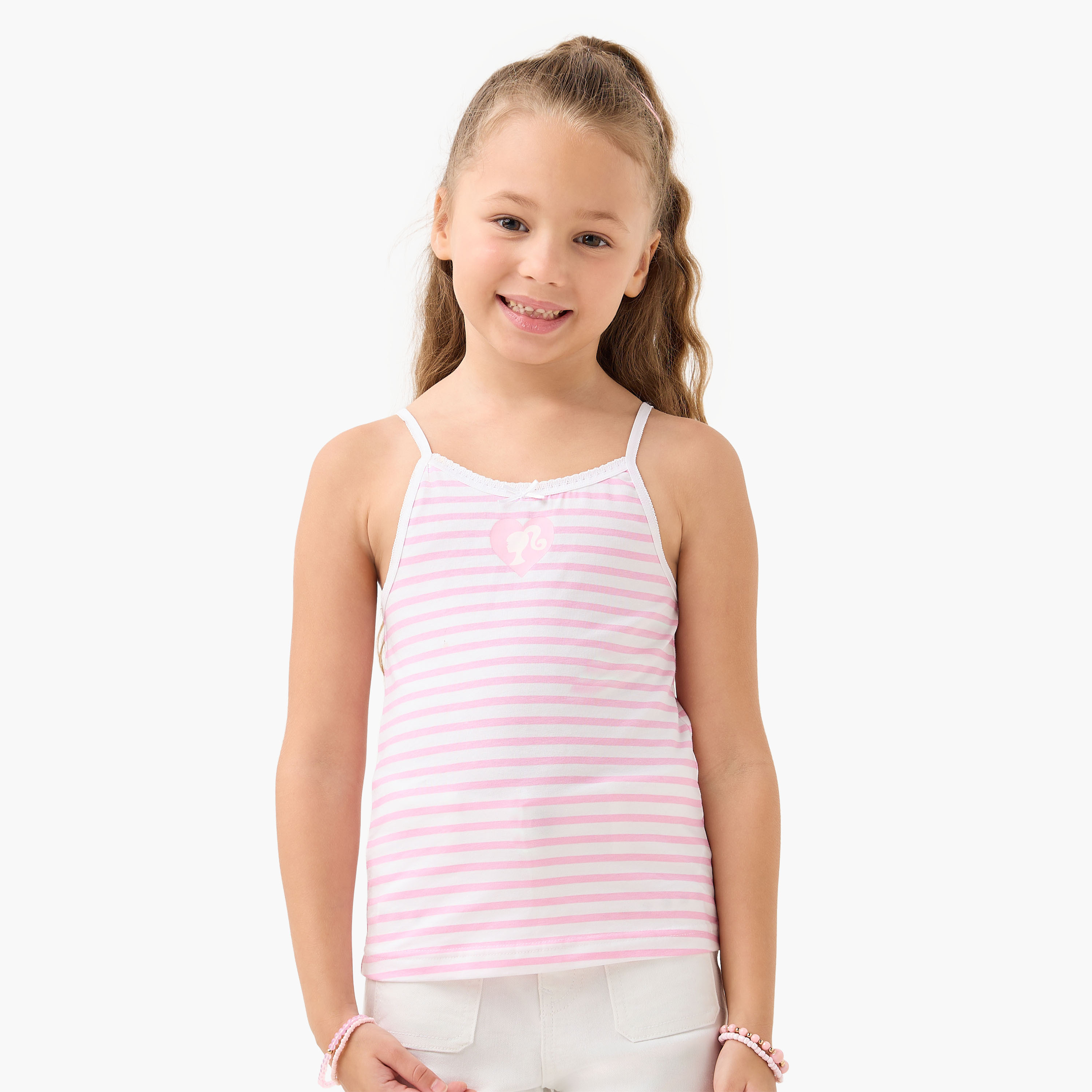 بلوزة كامي بزينة فيونكة وطبعات باربي - طقم من 3-girls-clothing-innerwear-vests-image-3