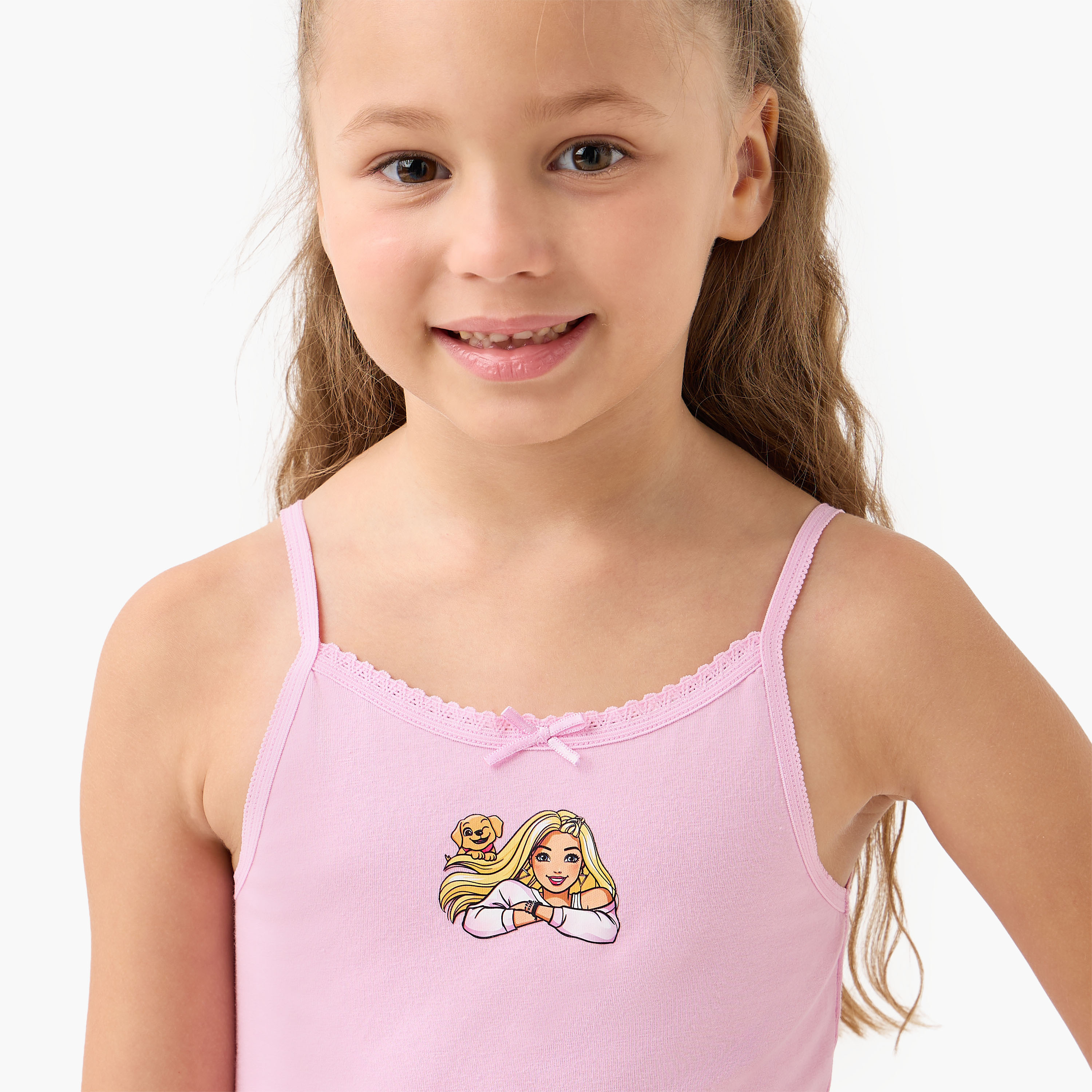بلوزة كامي بزينة فيونكة وطبعات باربي - طقم من 3-girls-clothing-innerwear-vests-image-6