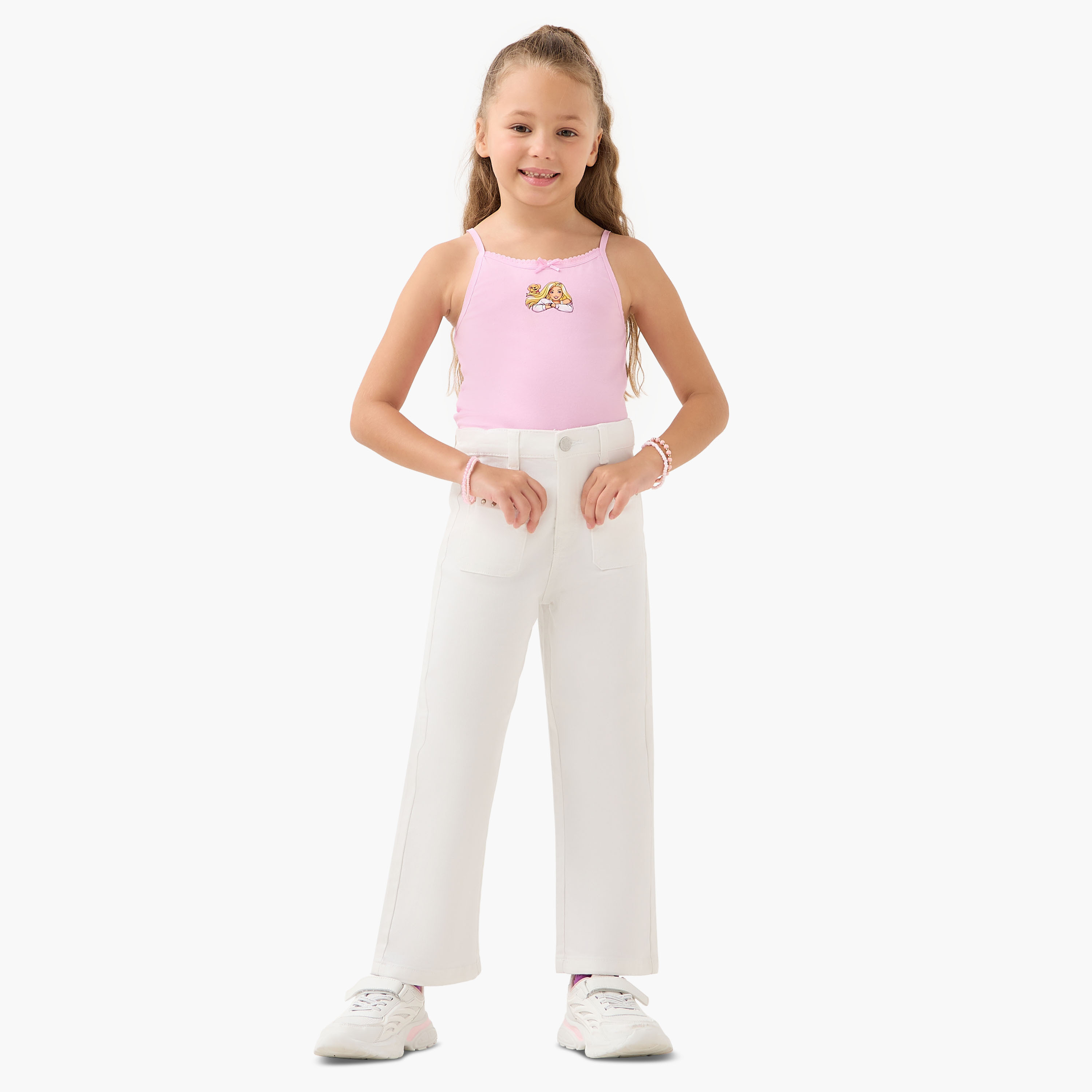بلوزة كامي بزينة فيونكة وطبعات باربي - طقم من 3-girls-clothing-innerwear-vests-image-8